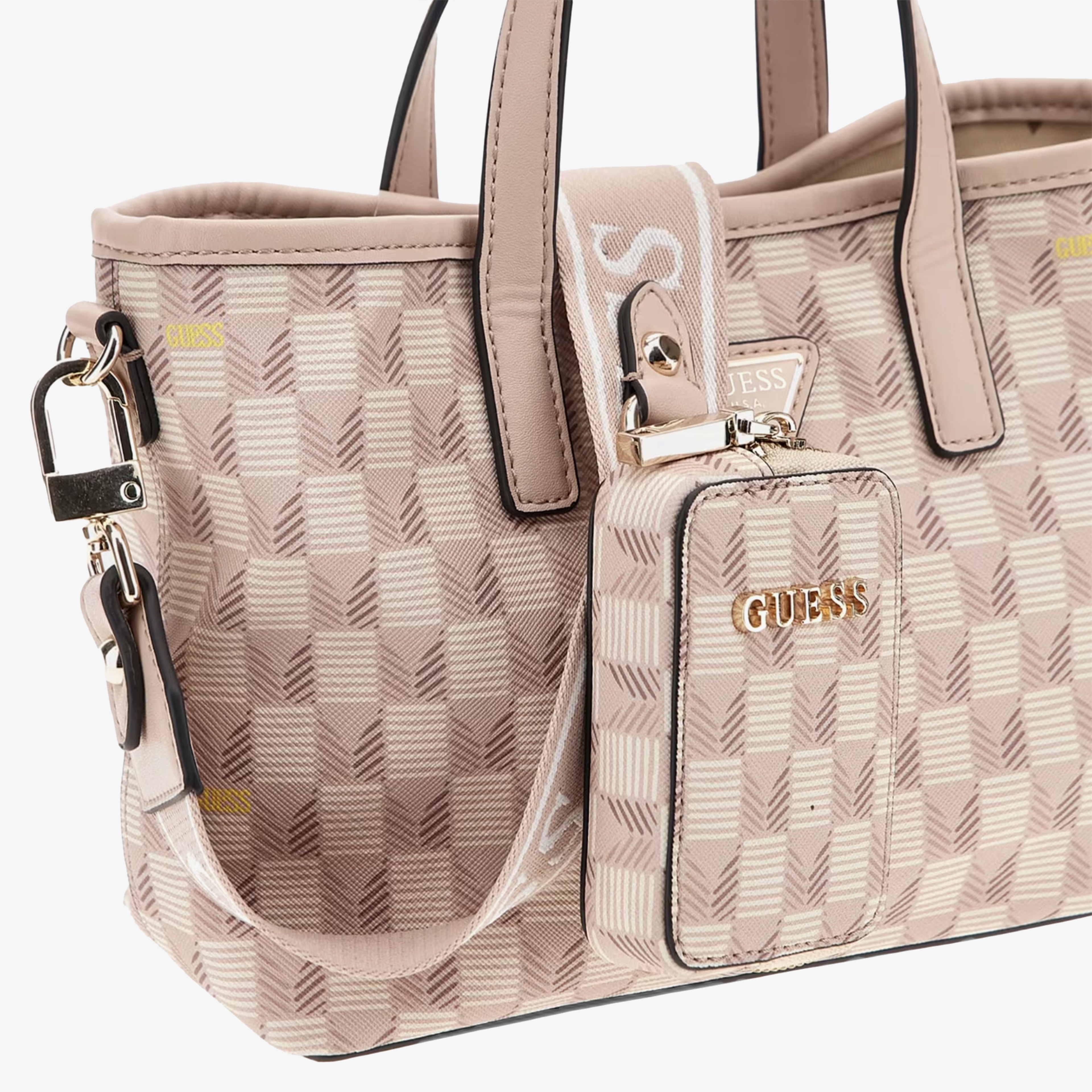 Guess Vikky Iı Large Wave Mini Tote Kadın Pembe Tote