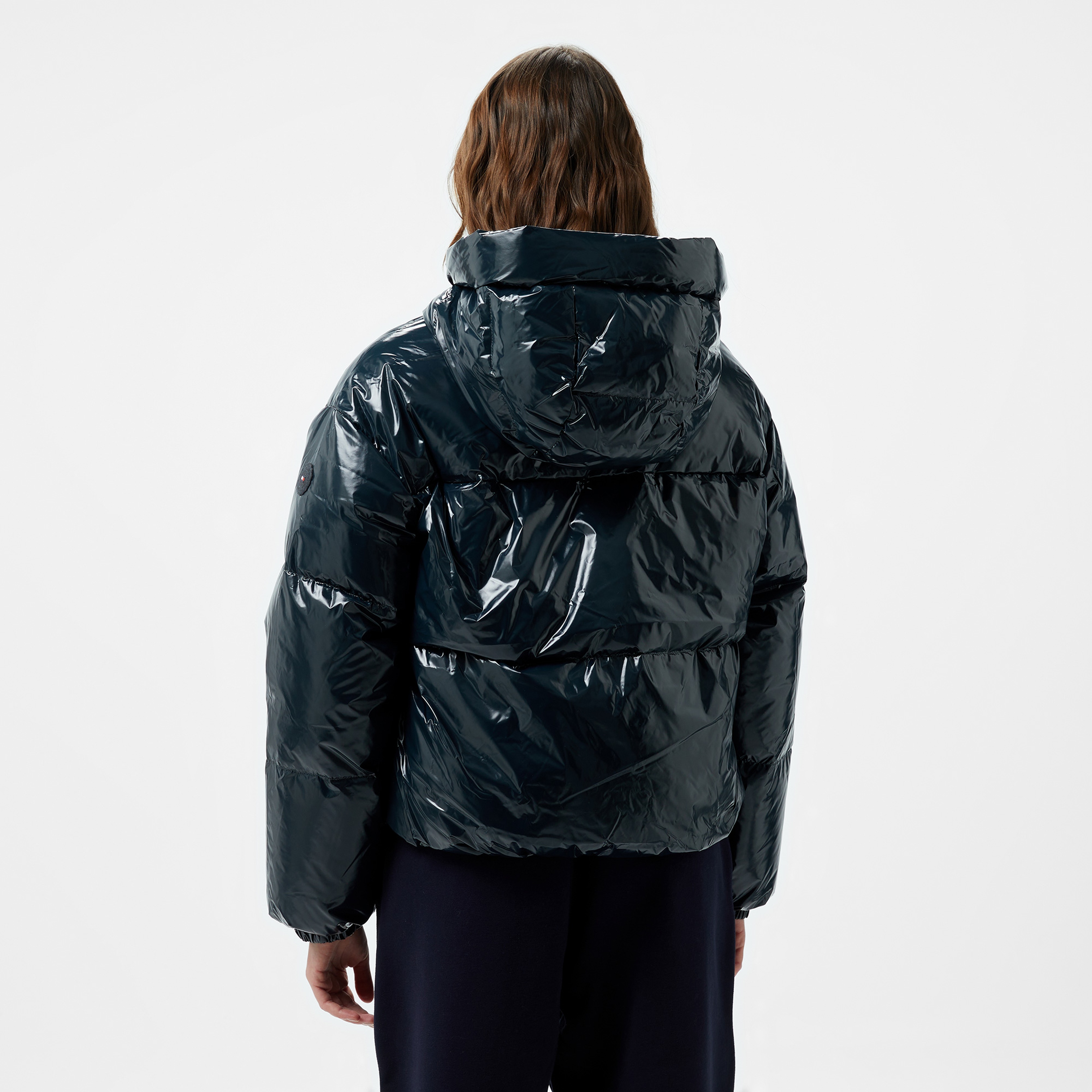 Tommy Hilfiger New York Down Gloss Wth Hood Kadın Lacivert Mont