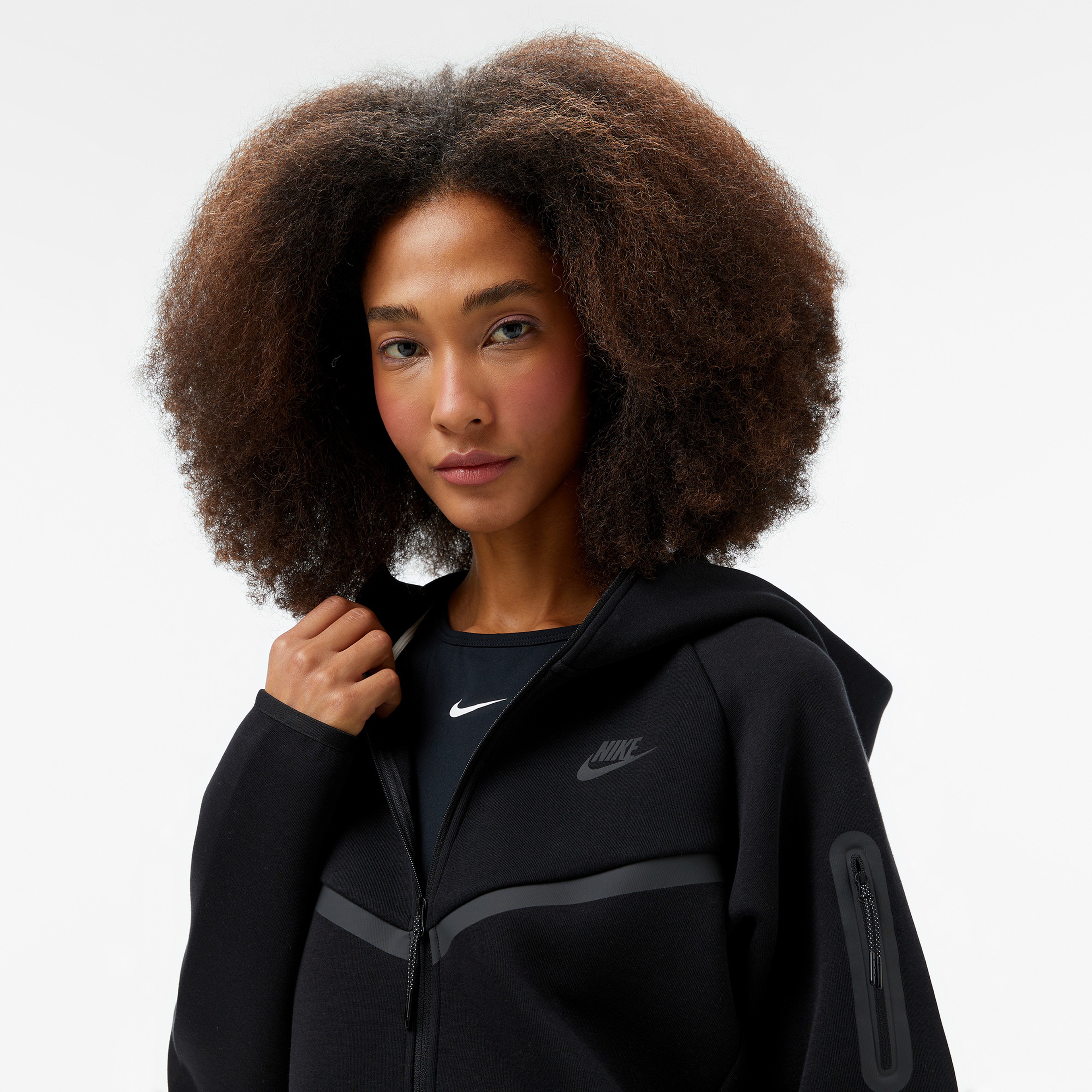 Nike Sportswear Tech Fleece Windrunner Kadın Siyah Sweatshirt