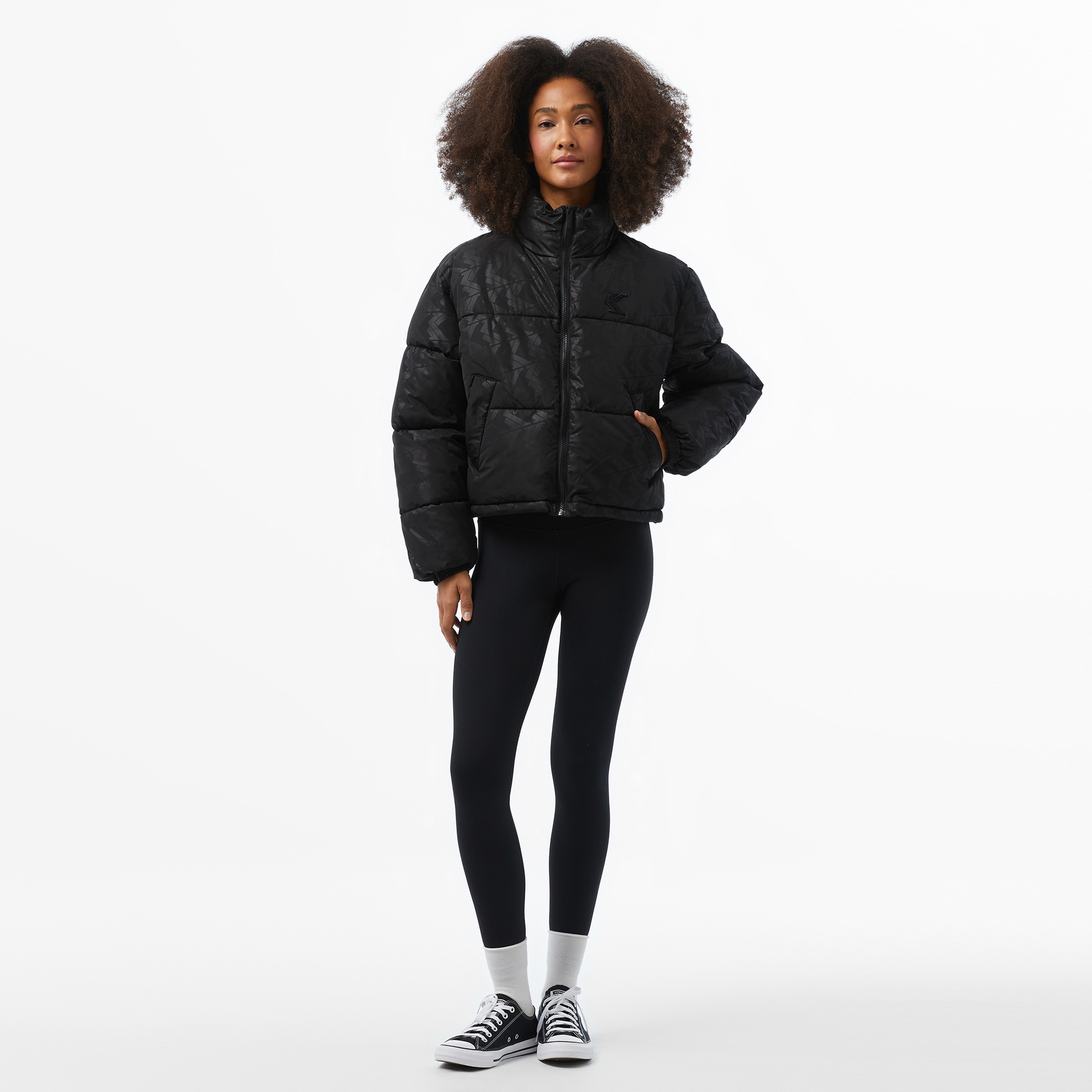 Karl Kani Og Aop Crop Puffer Kadın Siyah Ceket