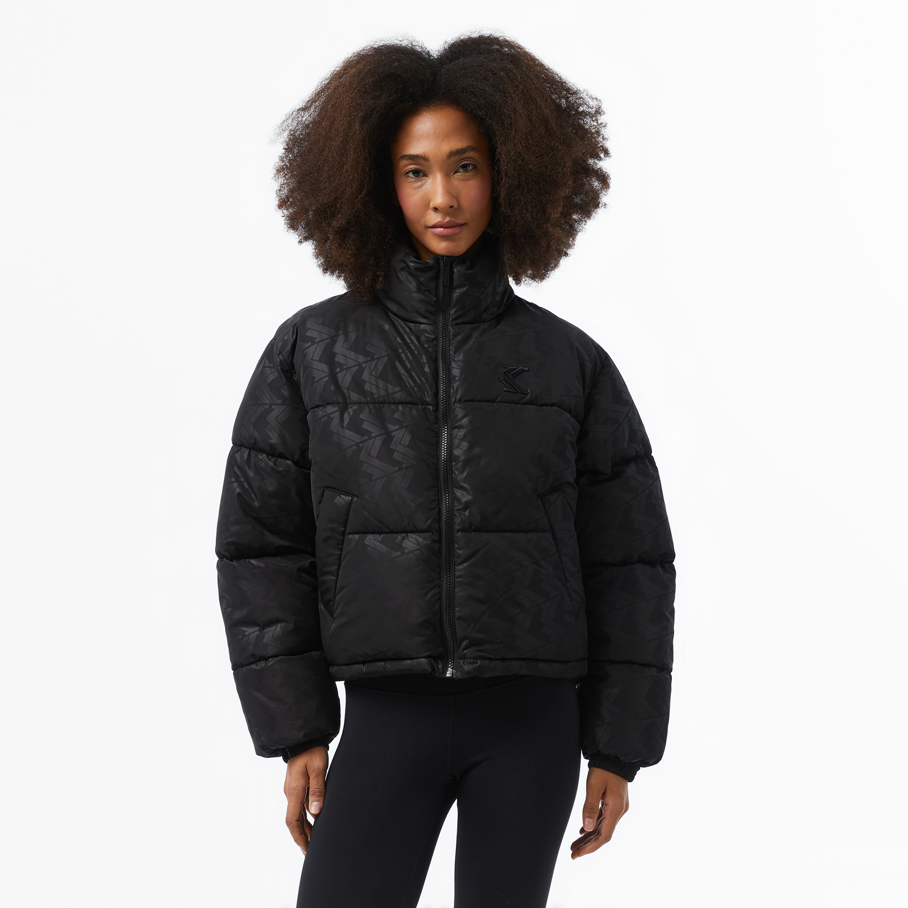 Karl Kani Og Aop Crop Puffer Kadın Siyah Ceket