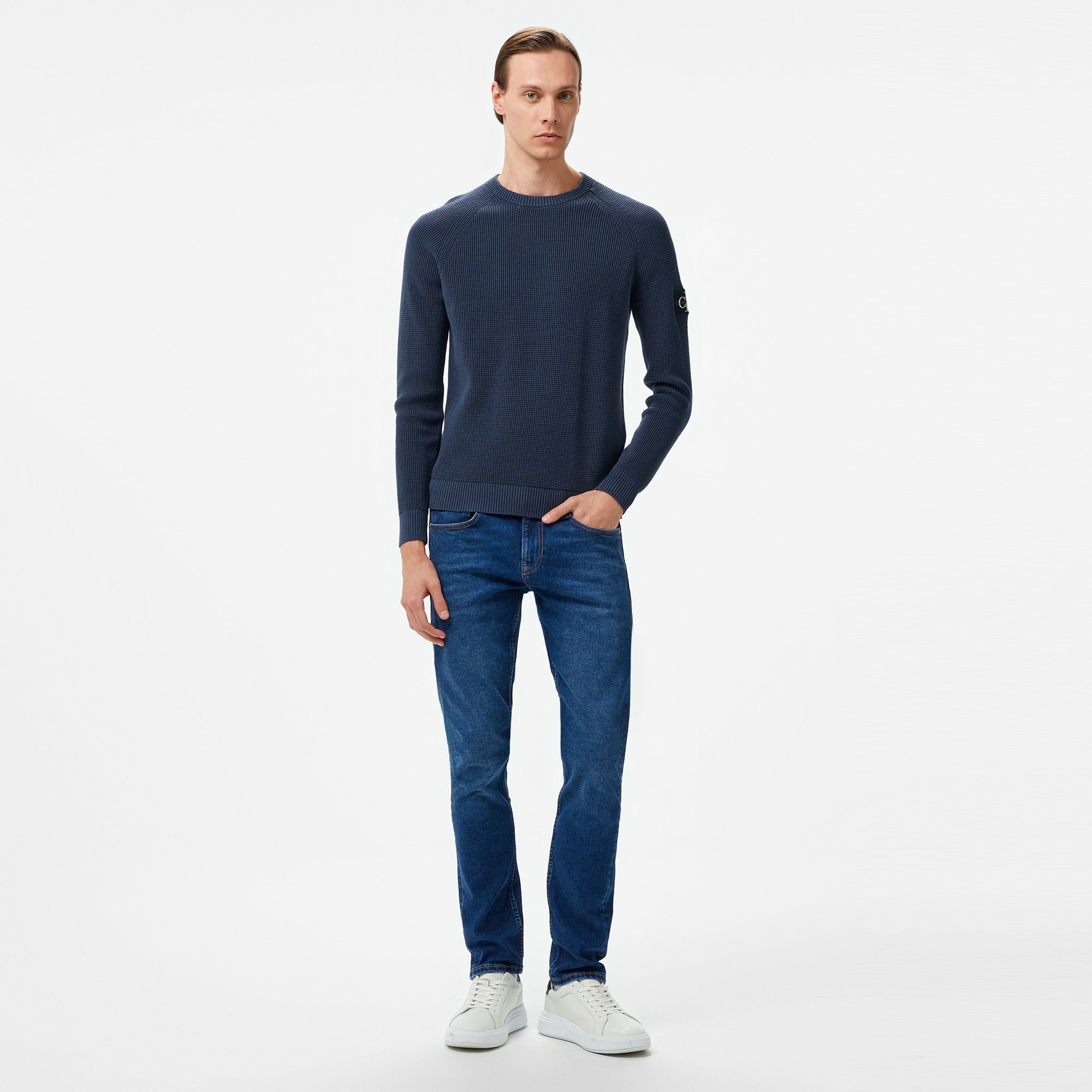 Calvin Klein Jeans Erkek Mavi Triko