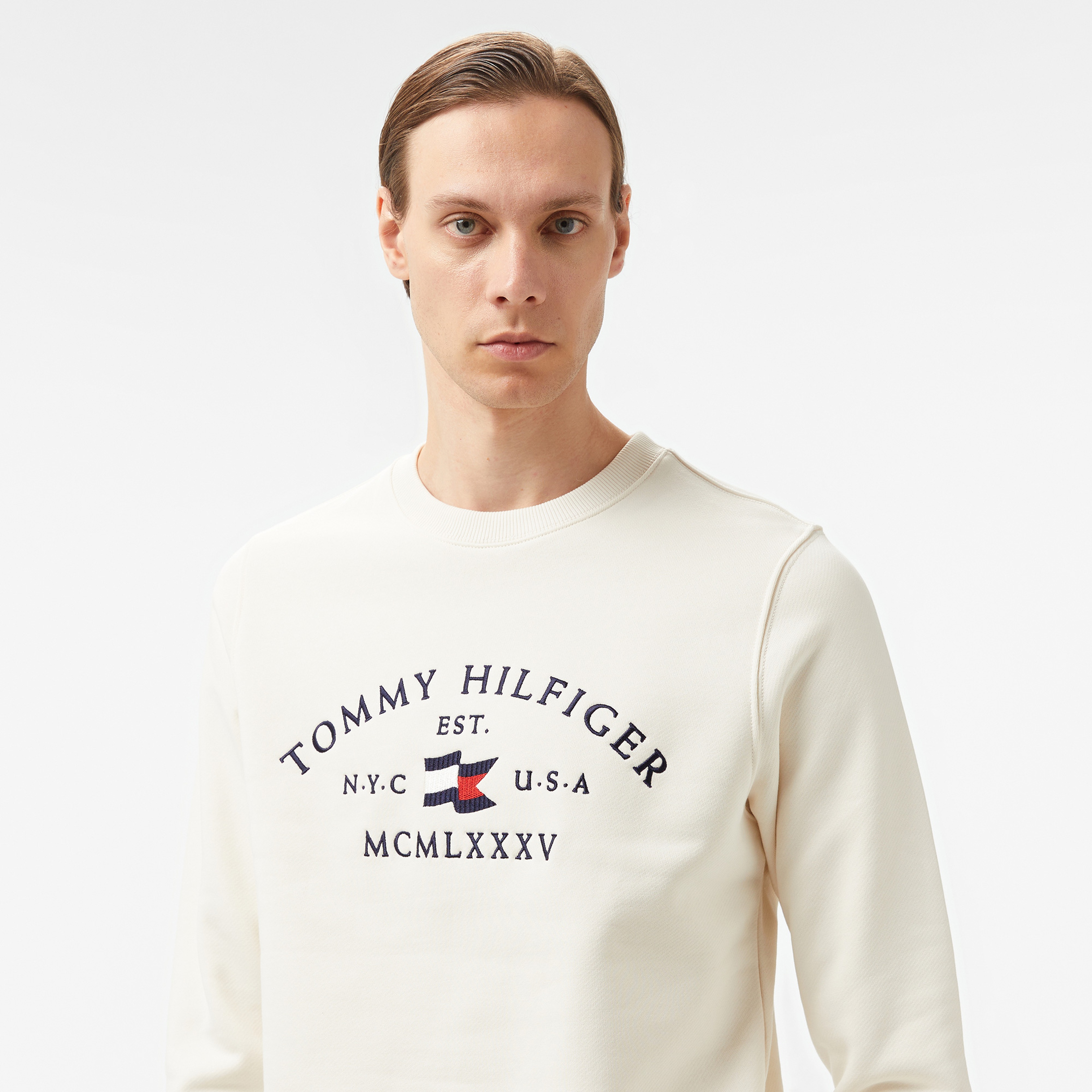 Tommy Hilfiger Nautical Arch Erkek Sarı Sweatshirt