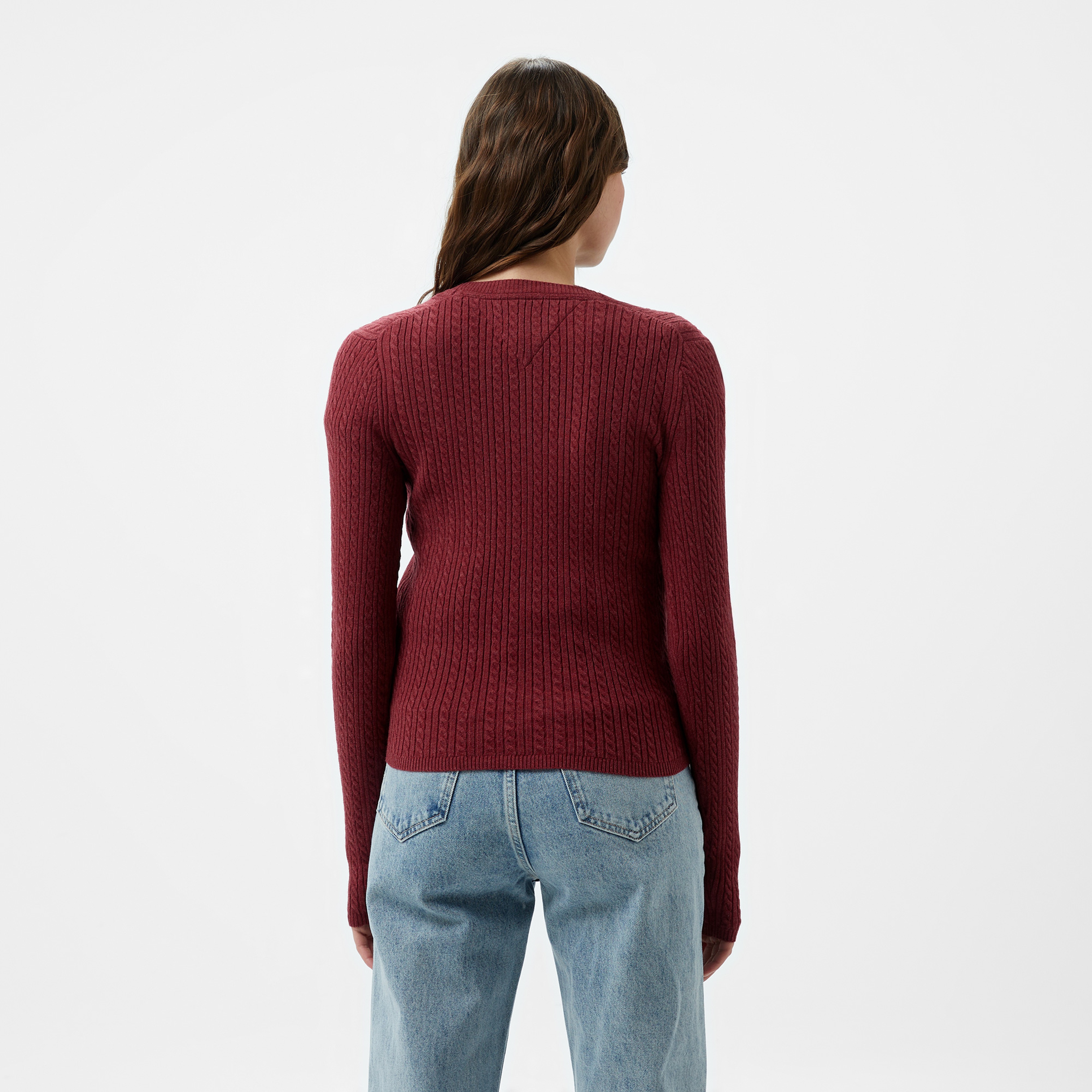Tommy Hilfiger Jeans Cable Essential Kadın Pembe Hırka