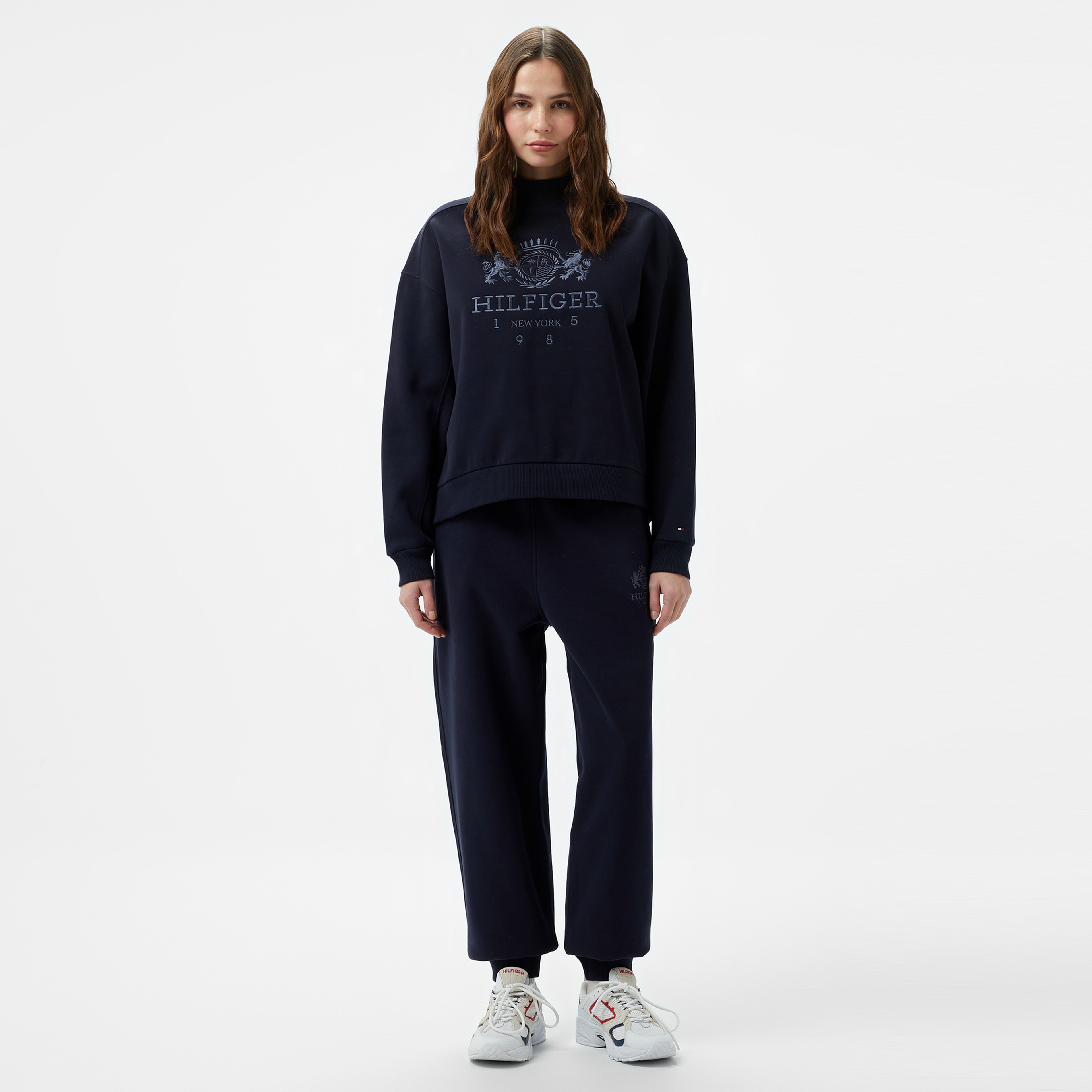 Tommy Hilfiger Varsity Crest Kadın Mavi Sweatshirt