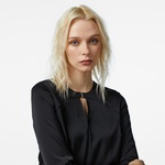 Calvin Klein Shiny Satin Metal Clasp Kadın Siyah Elbise