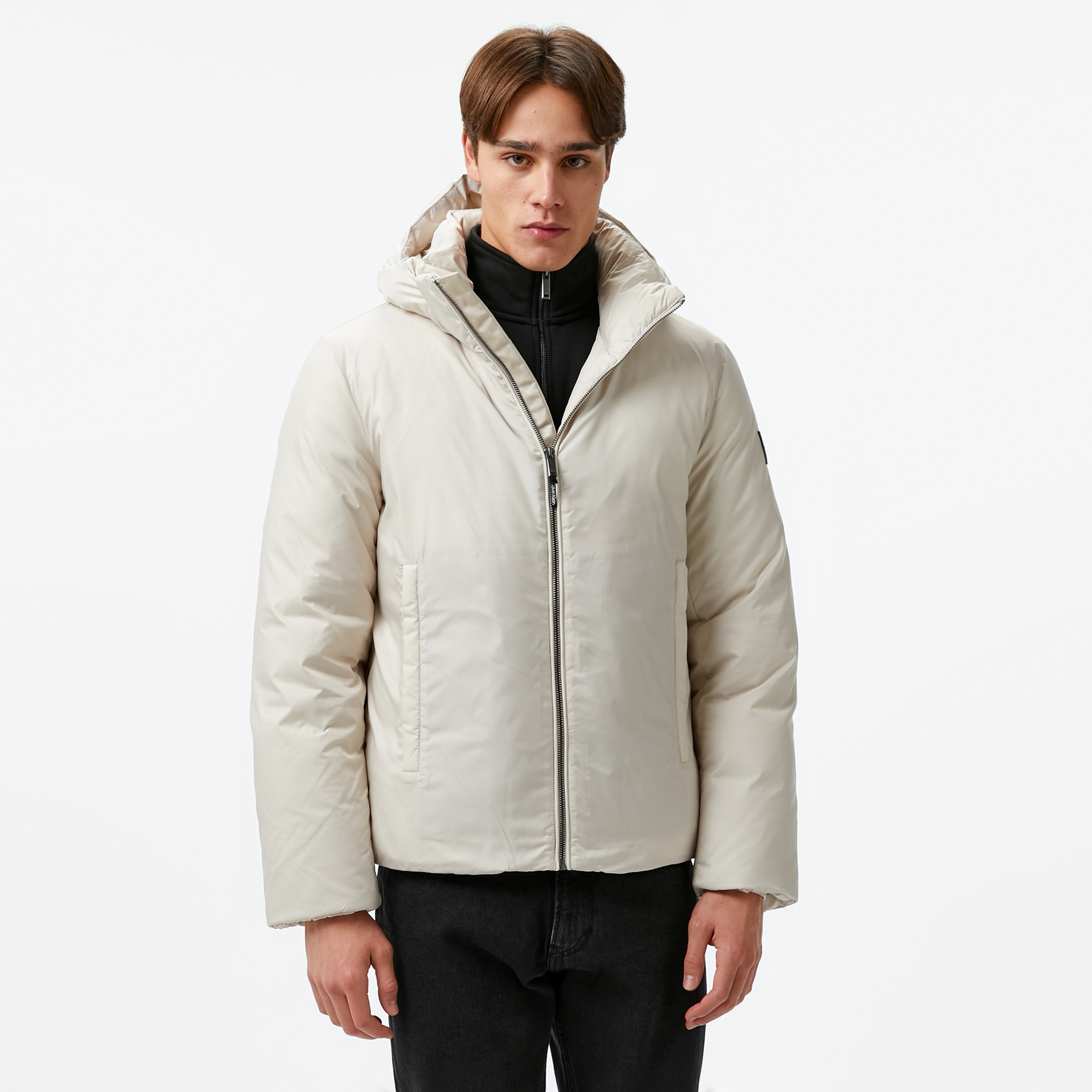 Calvin Klein Non Quilt Padded Hooded Erkek Bej Mont