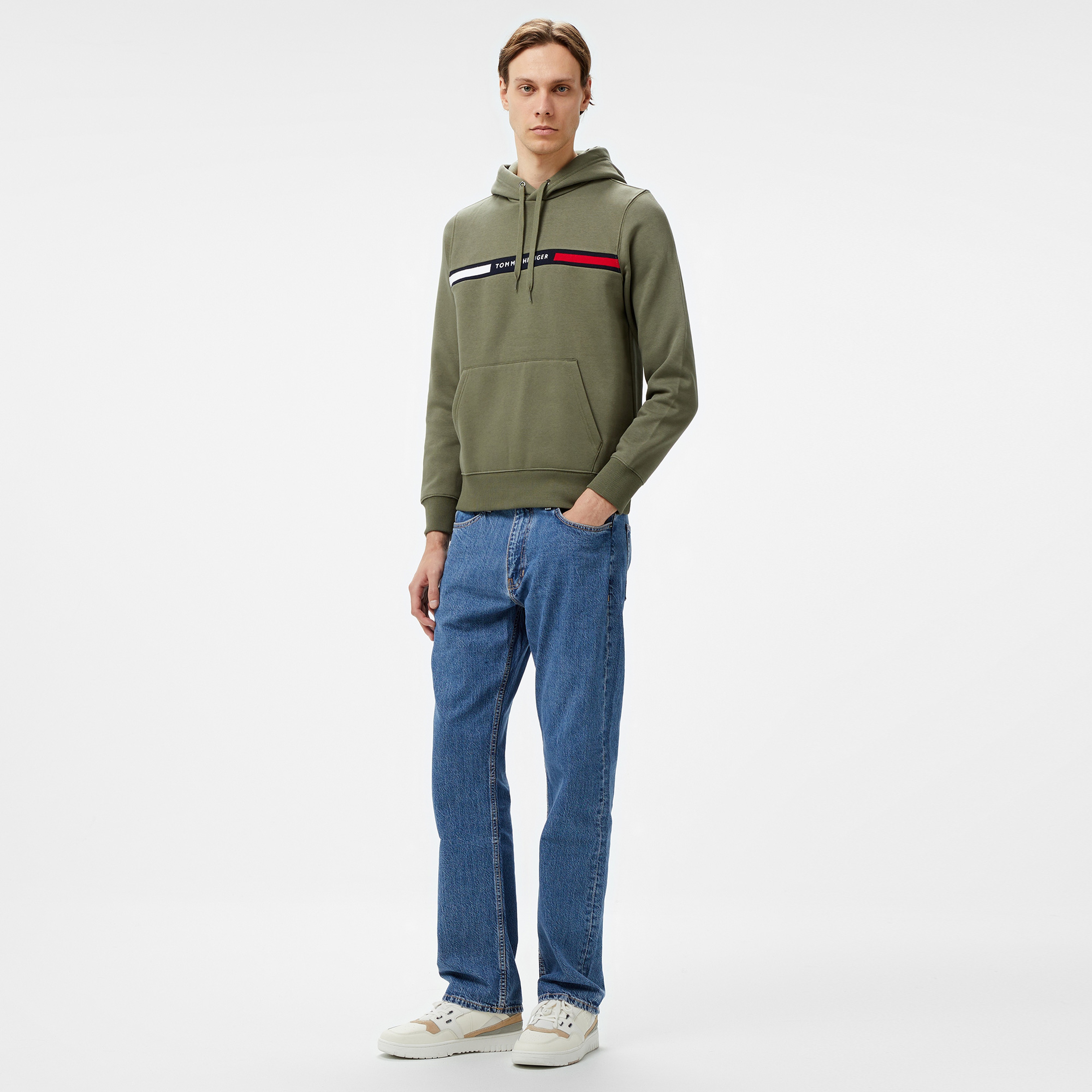 Tommy Hilfiger Hilfiger Chest insert Erkek Yeşil Hoodie