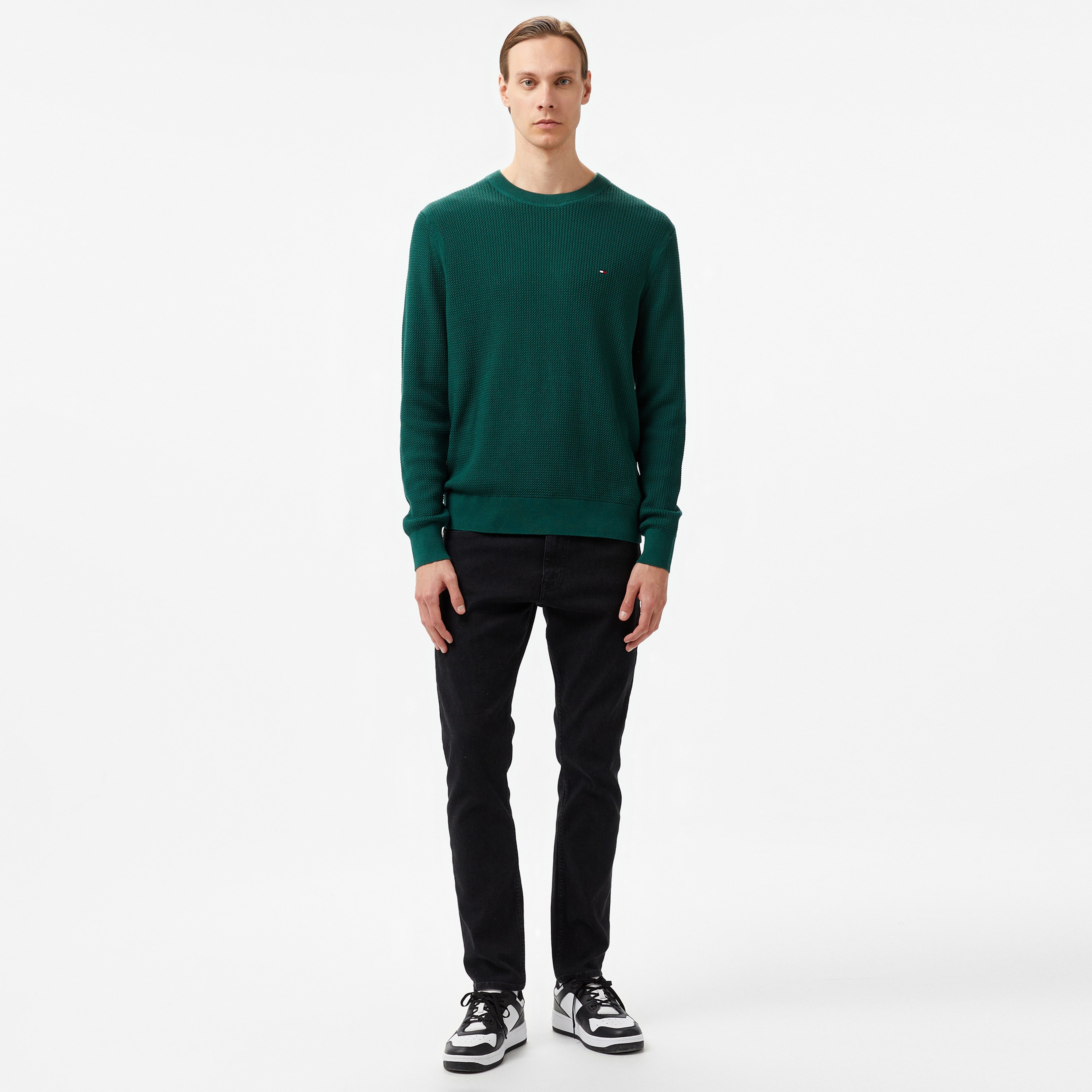 Tommy Hilfiger Structure Crew Nk Erkek Yeşil Kazak