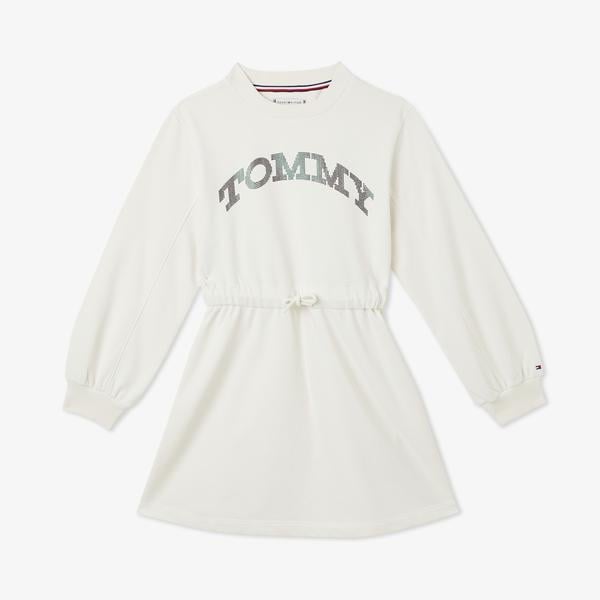 Tommy Hilfiger Tommy Dot Foil Çocuk Beyaz Elbise