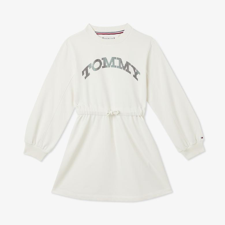 Tommy Hilfiger Tommy Dot Foil Çocuk Beyaz Elbise
