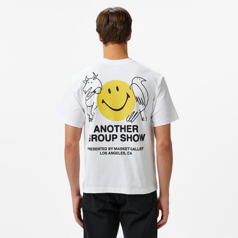 Market Smiley C.A.M. Erkek Beyaz T-Shirt
