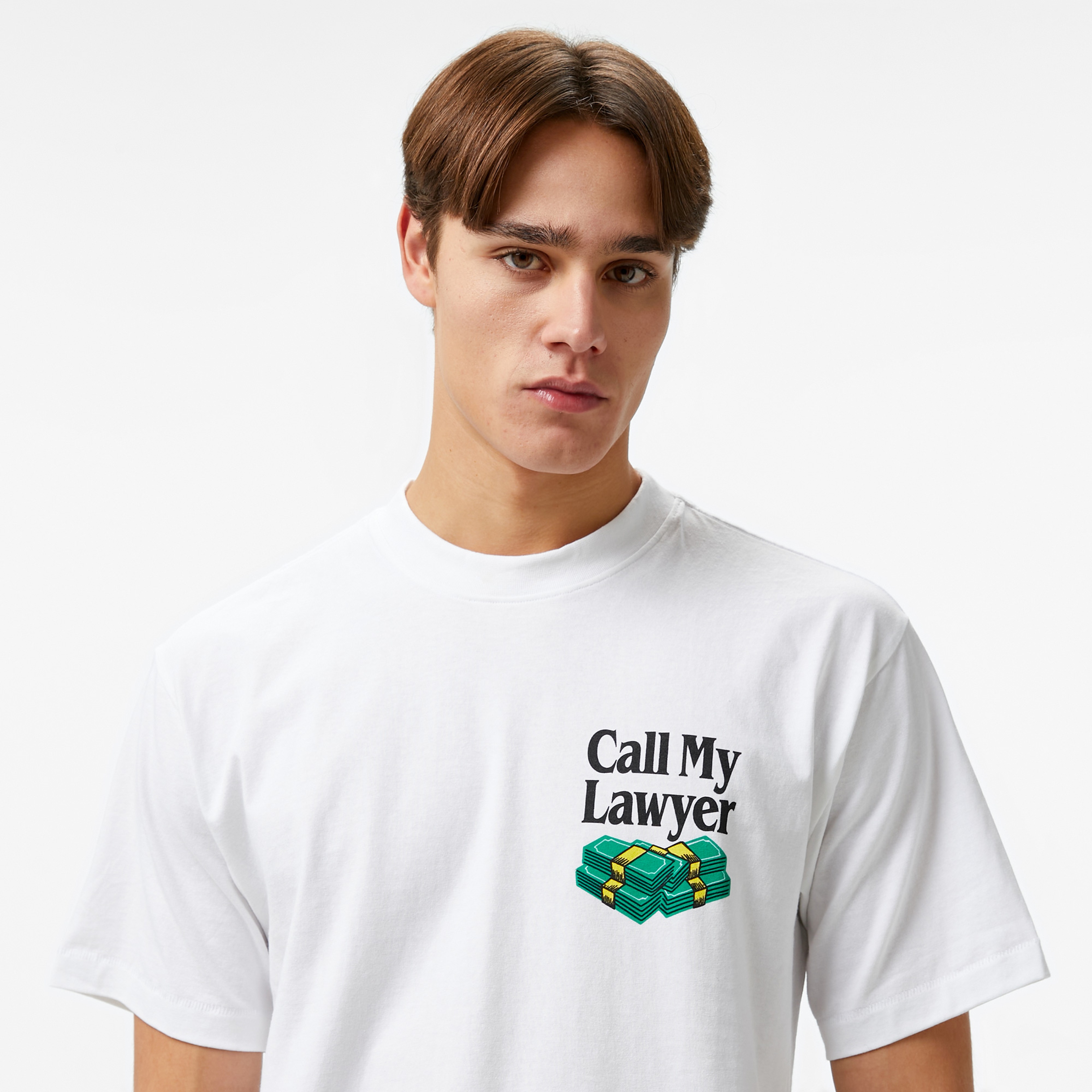 Market Slip And Fall Erkek Beyaz T-Shirt