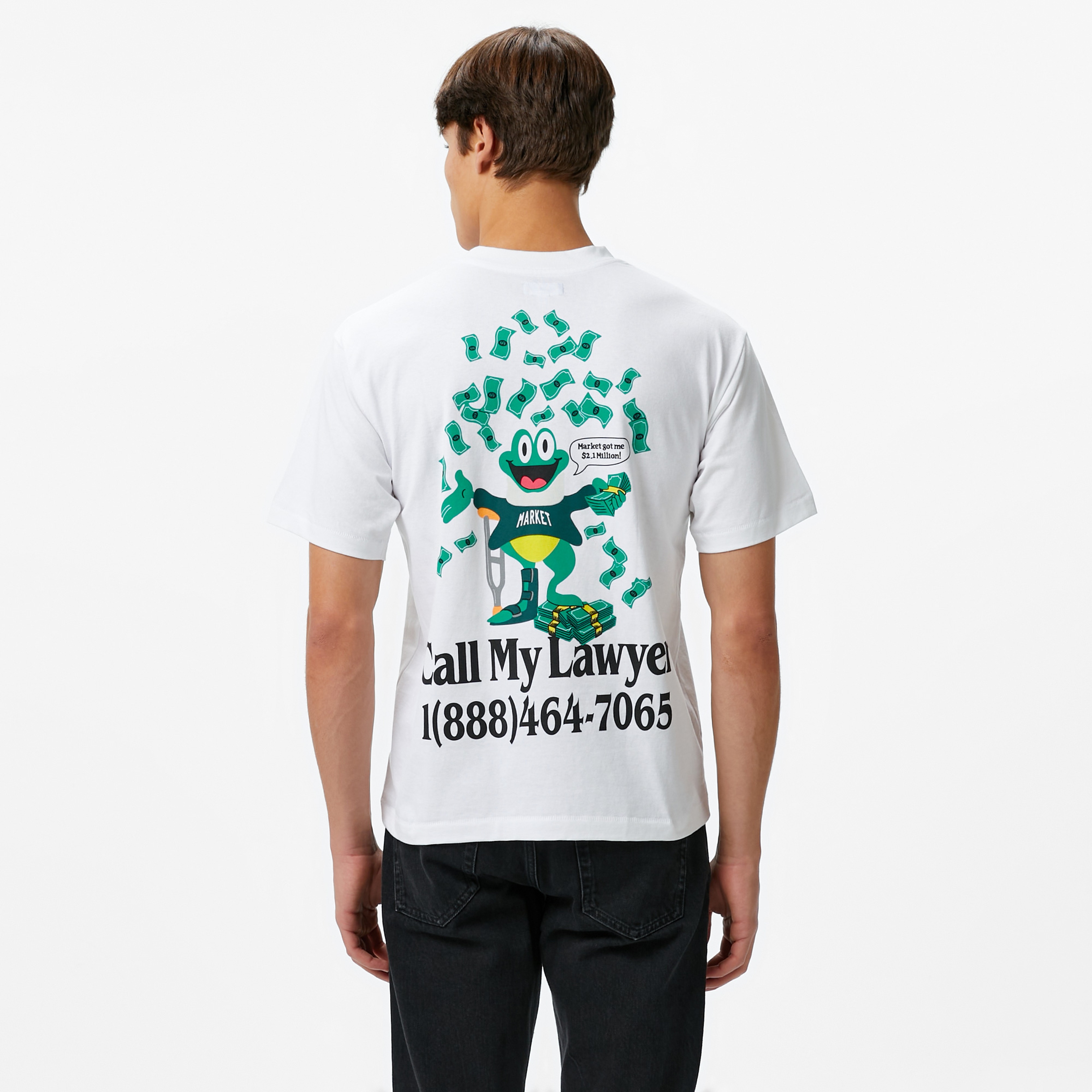 Market Slip And Fall Erkek Beyaz T-Shirt