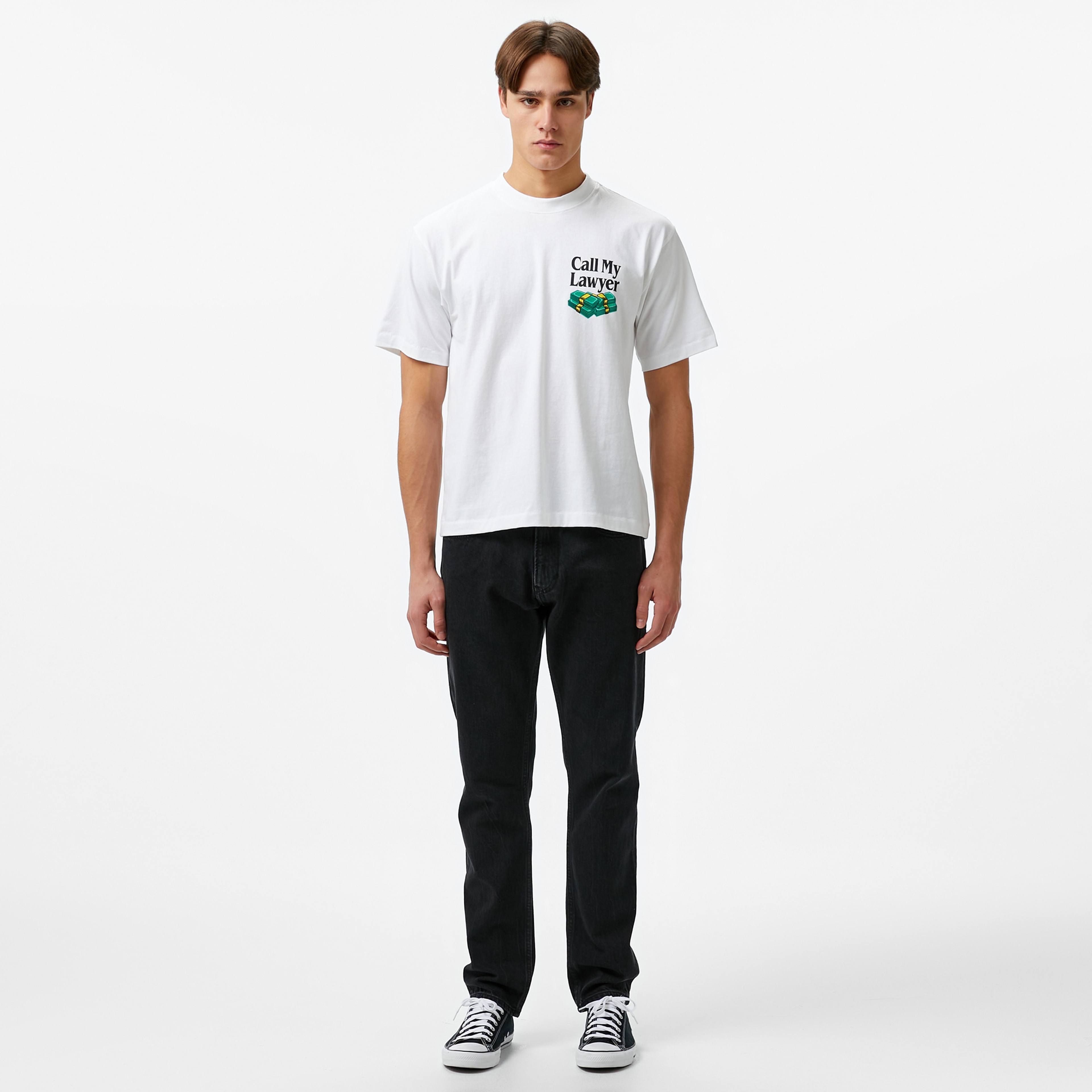 Market Slip And Fall Erkek Beyaz T-Shirt