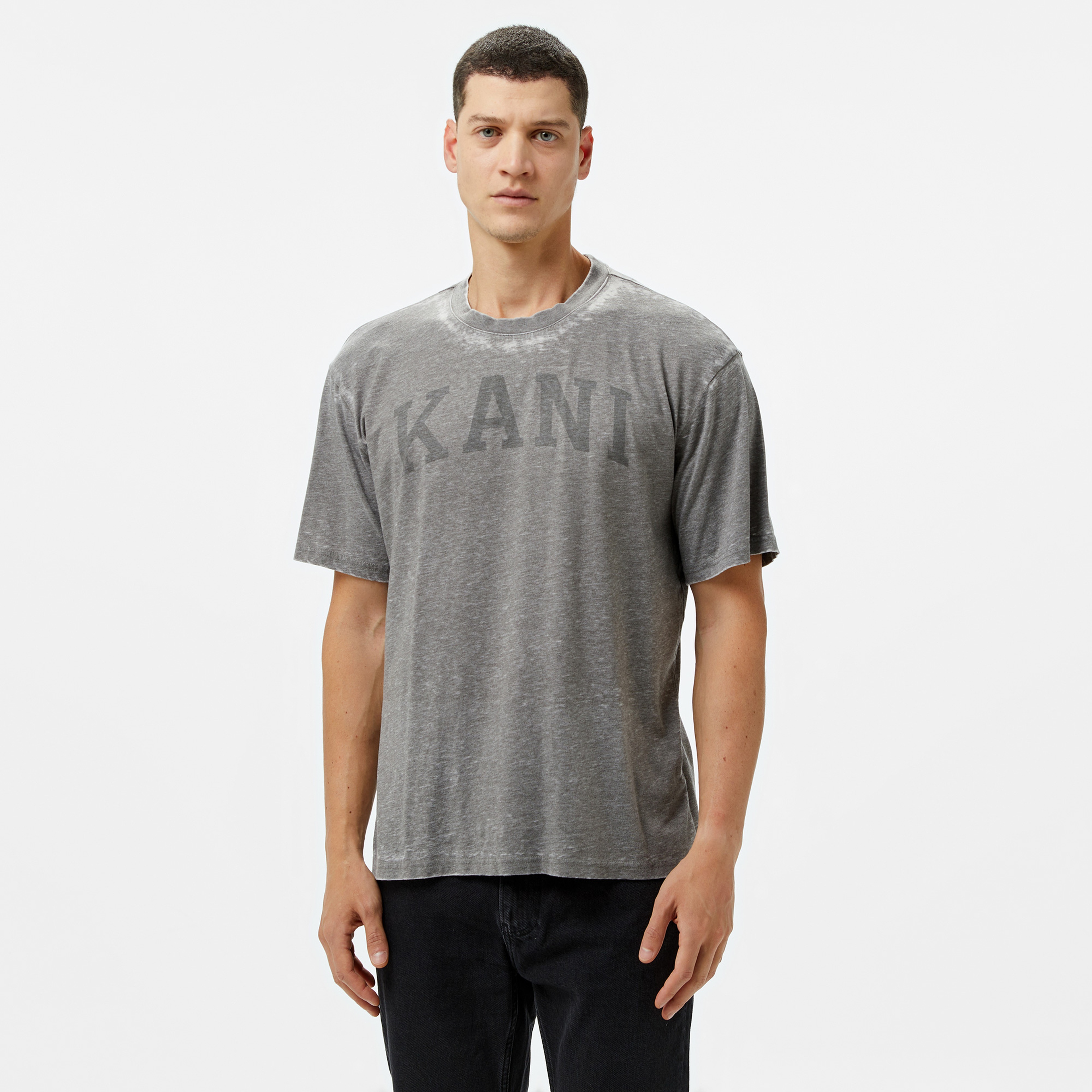 Karl Kani Serif Burnout Erkek Gri T-Shirt