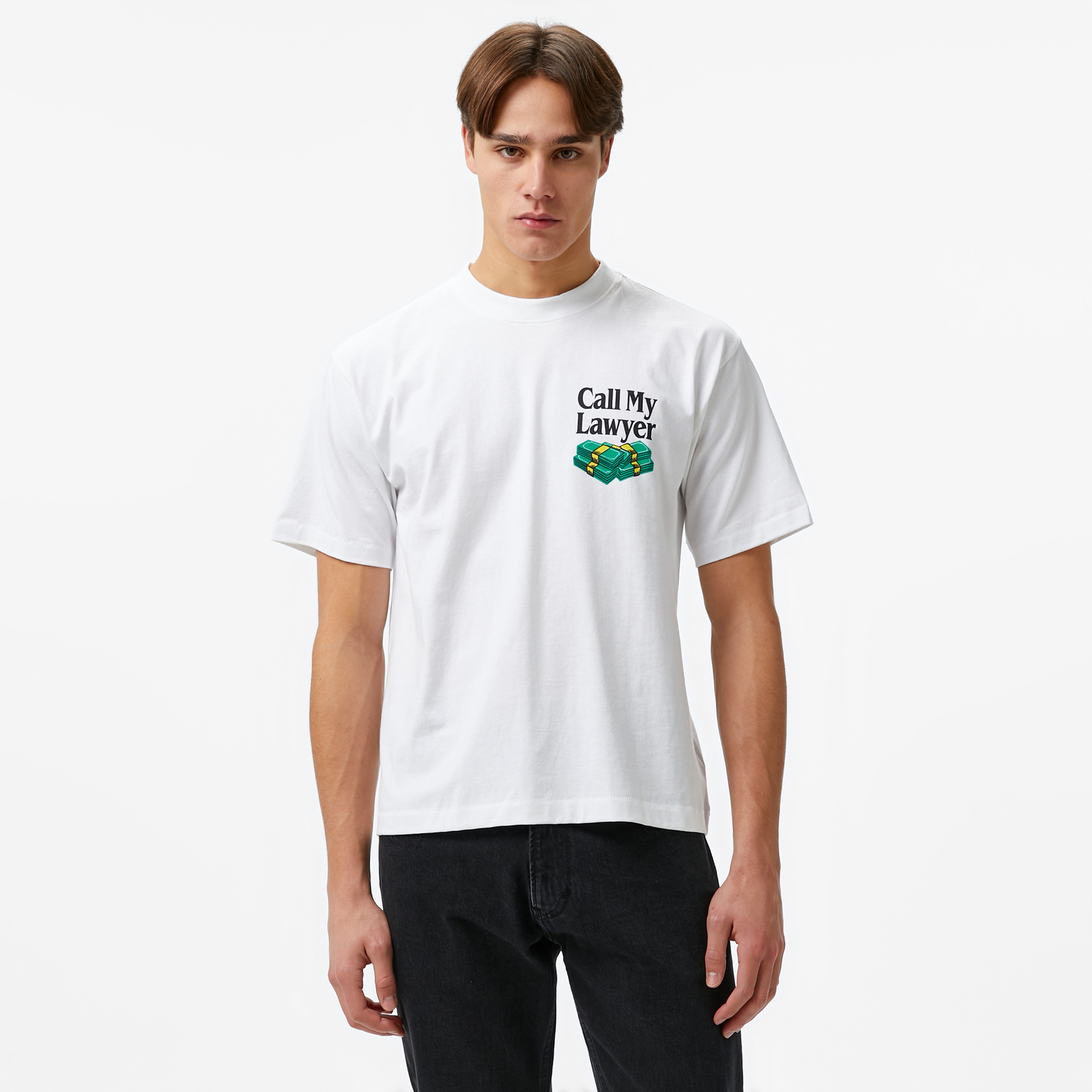Market Slip And Fall Erkek Beyaz T-Shirt