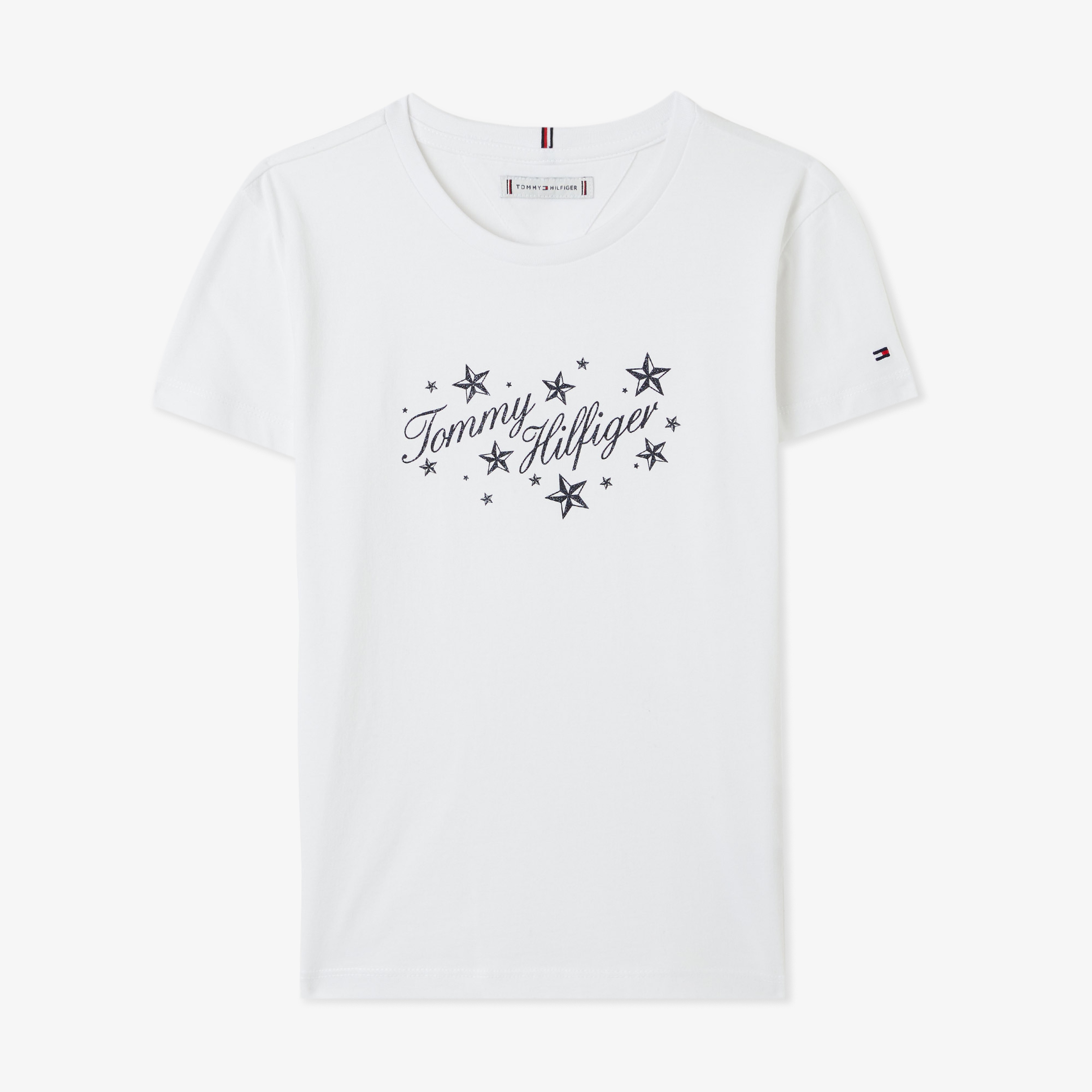 Tommy Hilfiger Tommy Script Glitter Çocuk Beyaz T-Shirt