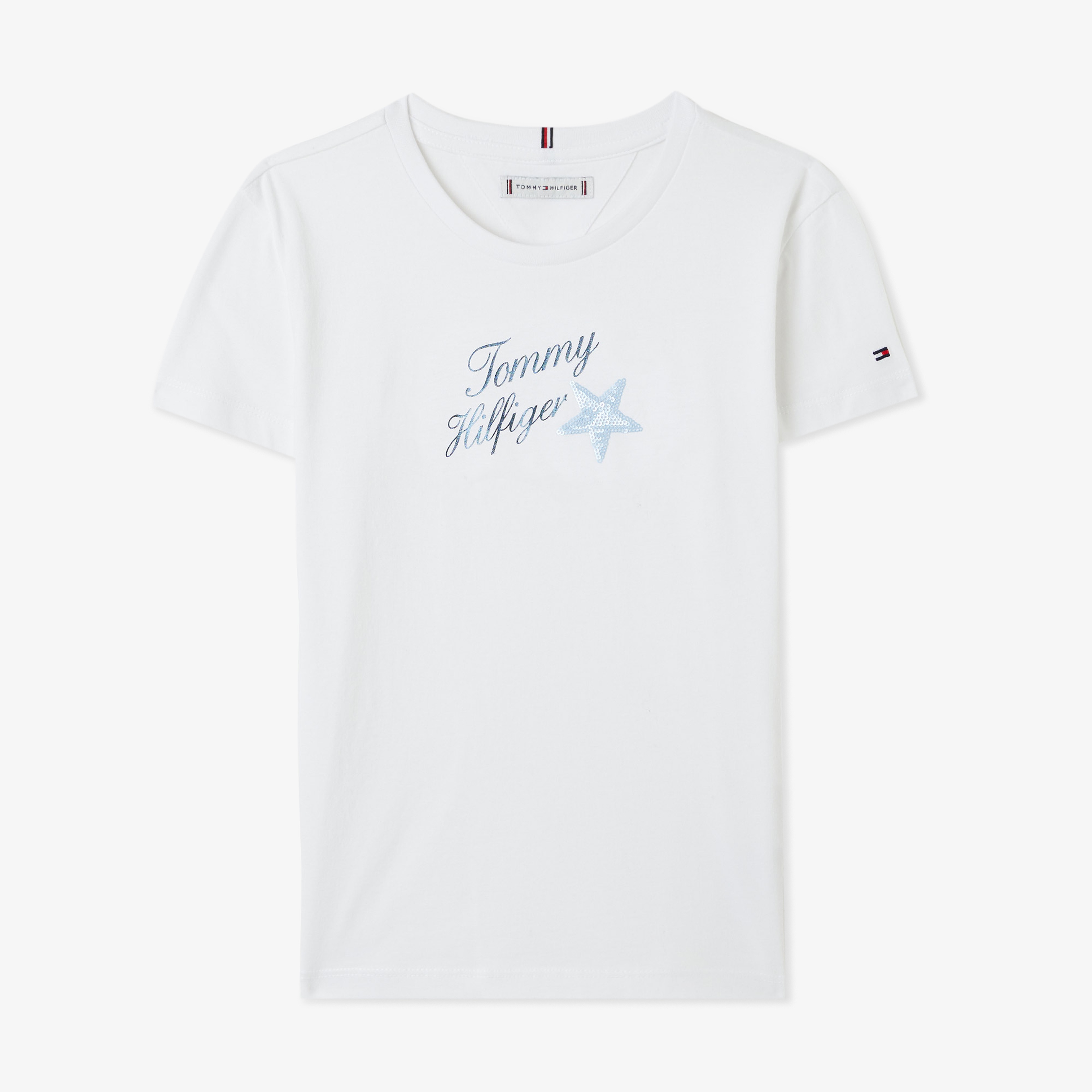 Tommy Hilfiger Tommy Sequins Foil Çocuk Beyaz T-Shirt