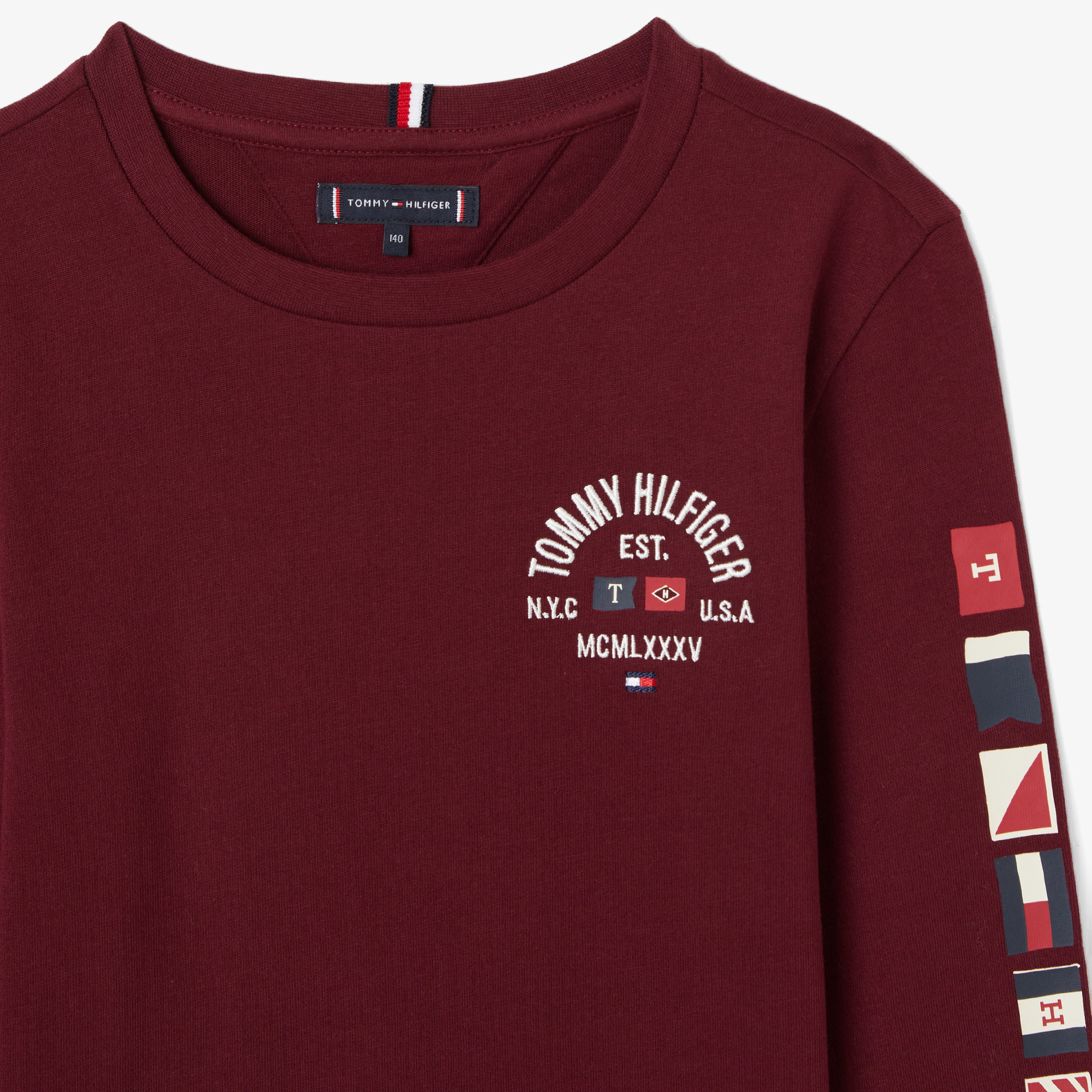 Tommy Hilfiger Flags Embroıdered Çocuk Bordo T-Shirt