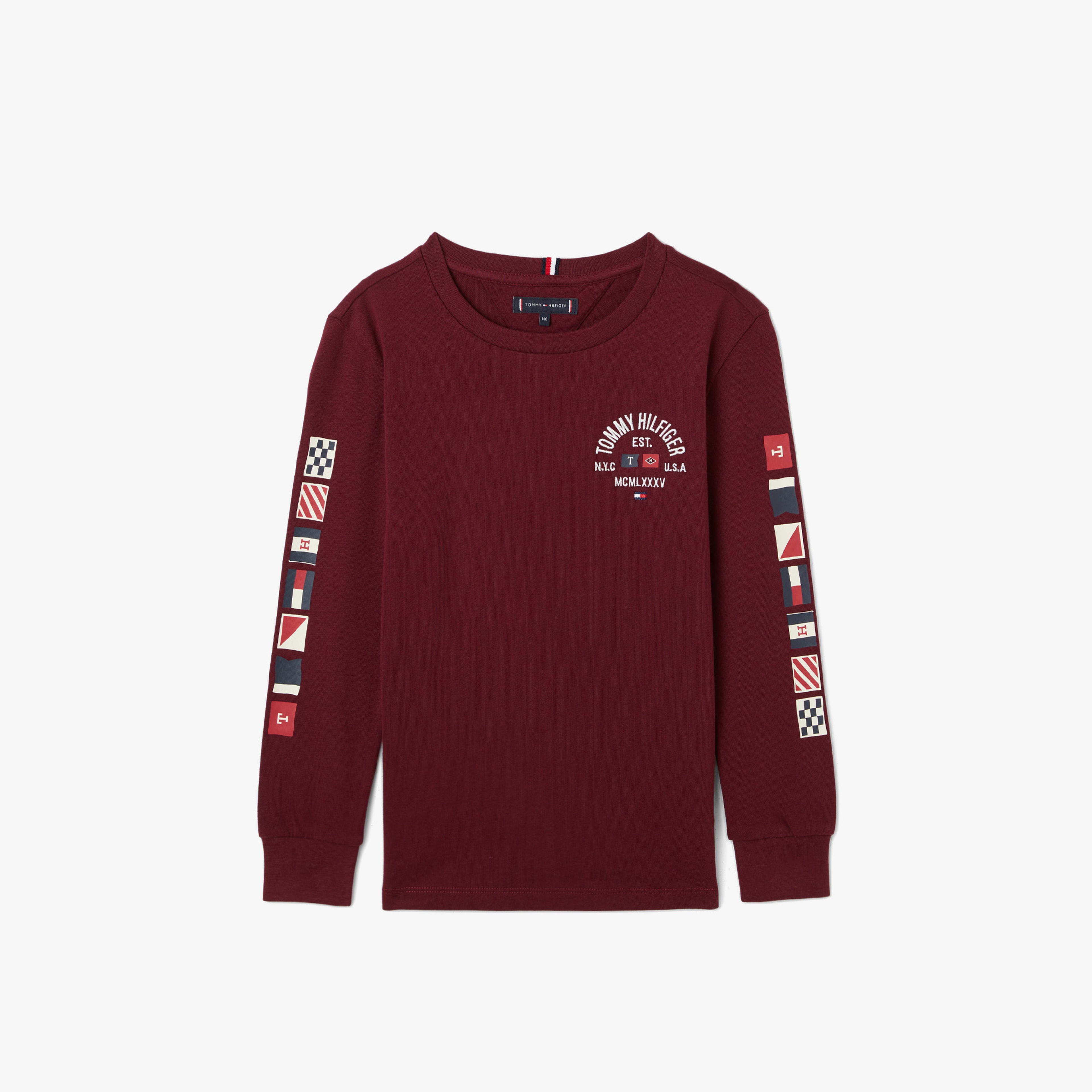 Tommy Hilfiger Flags Embroıdered Çocuk Bordo T-Shirt