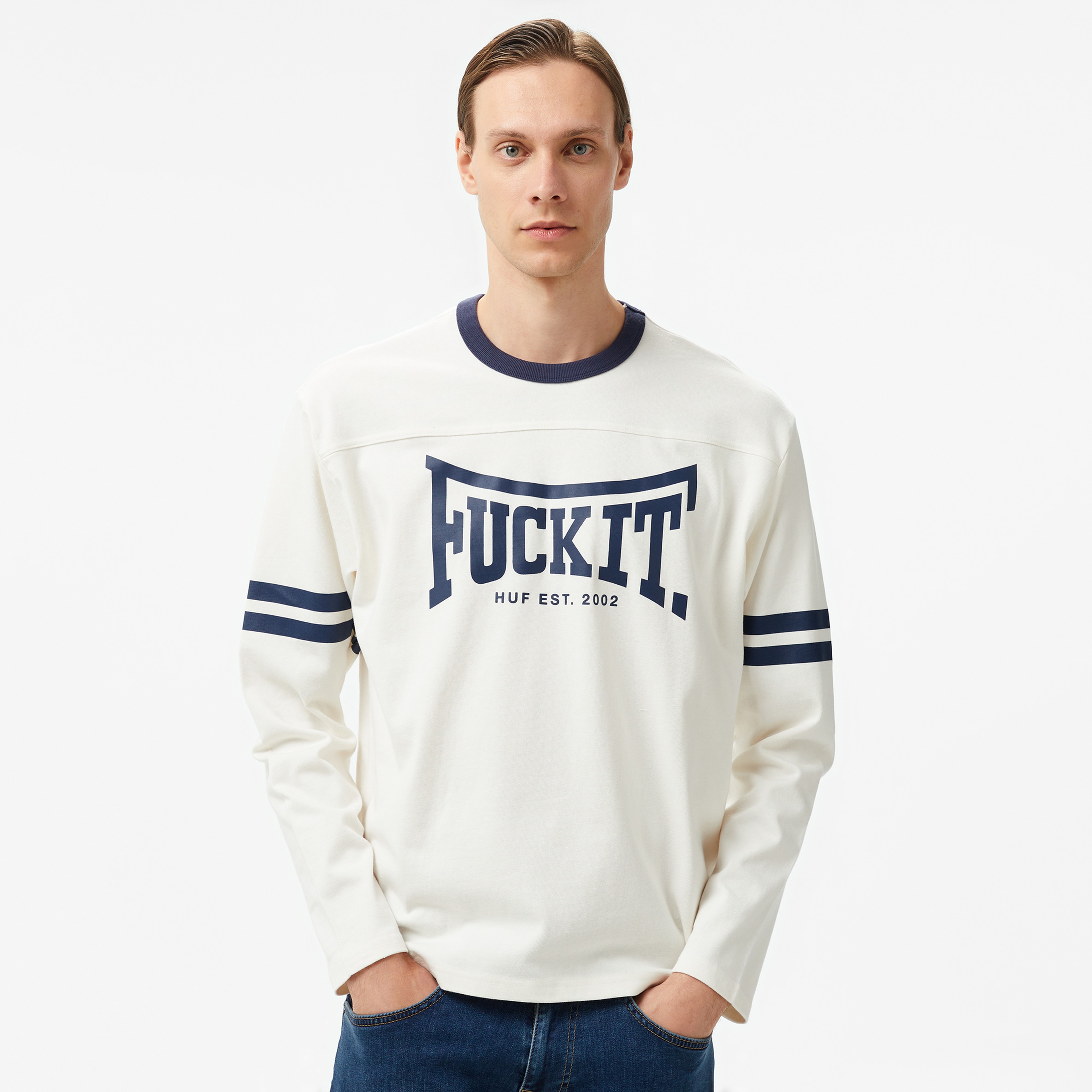 HUF Exeter Football Shirt Erkek Bej T-Shirt