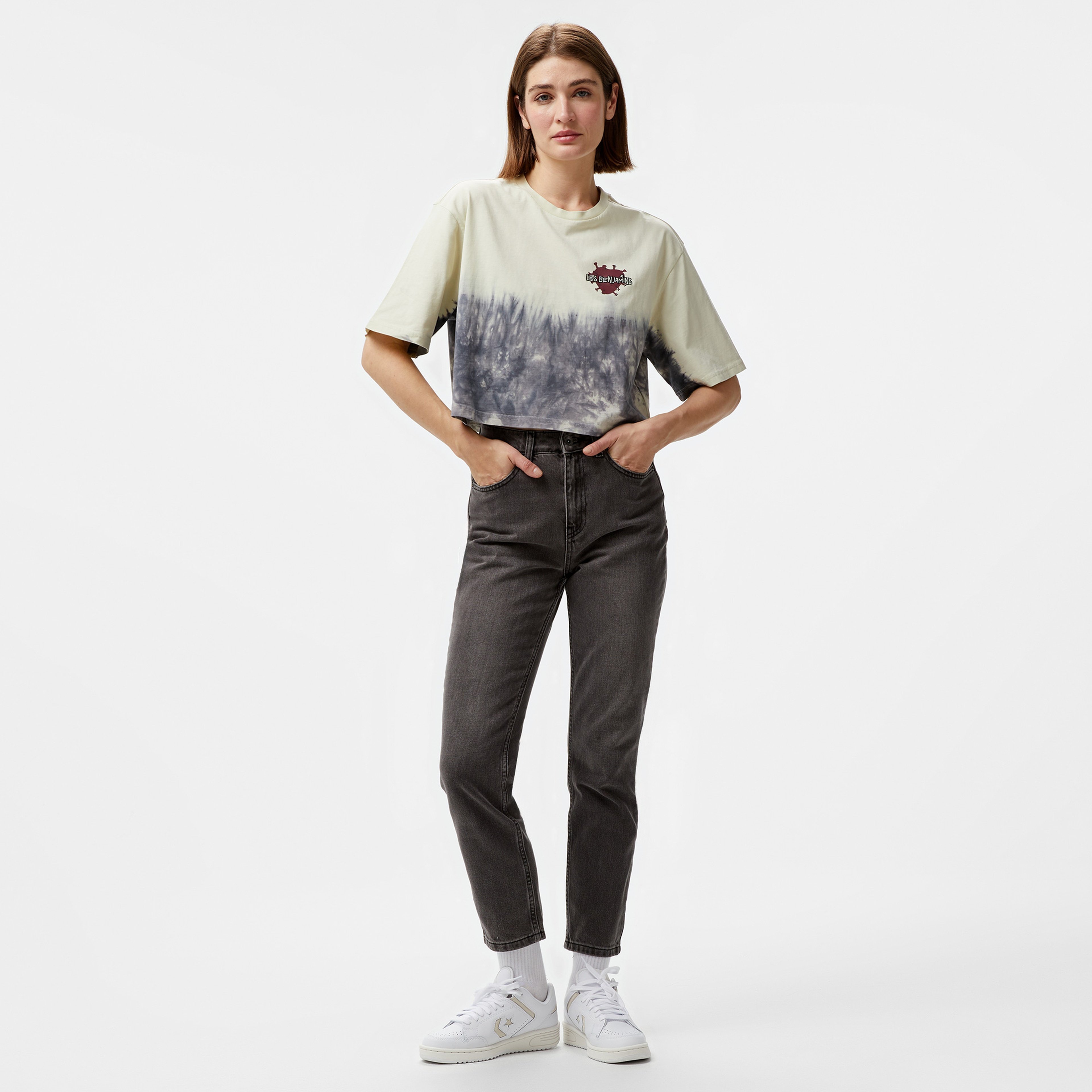 Les Benjamins Oversize 006 Kadın Gri T-Shirt