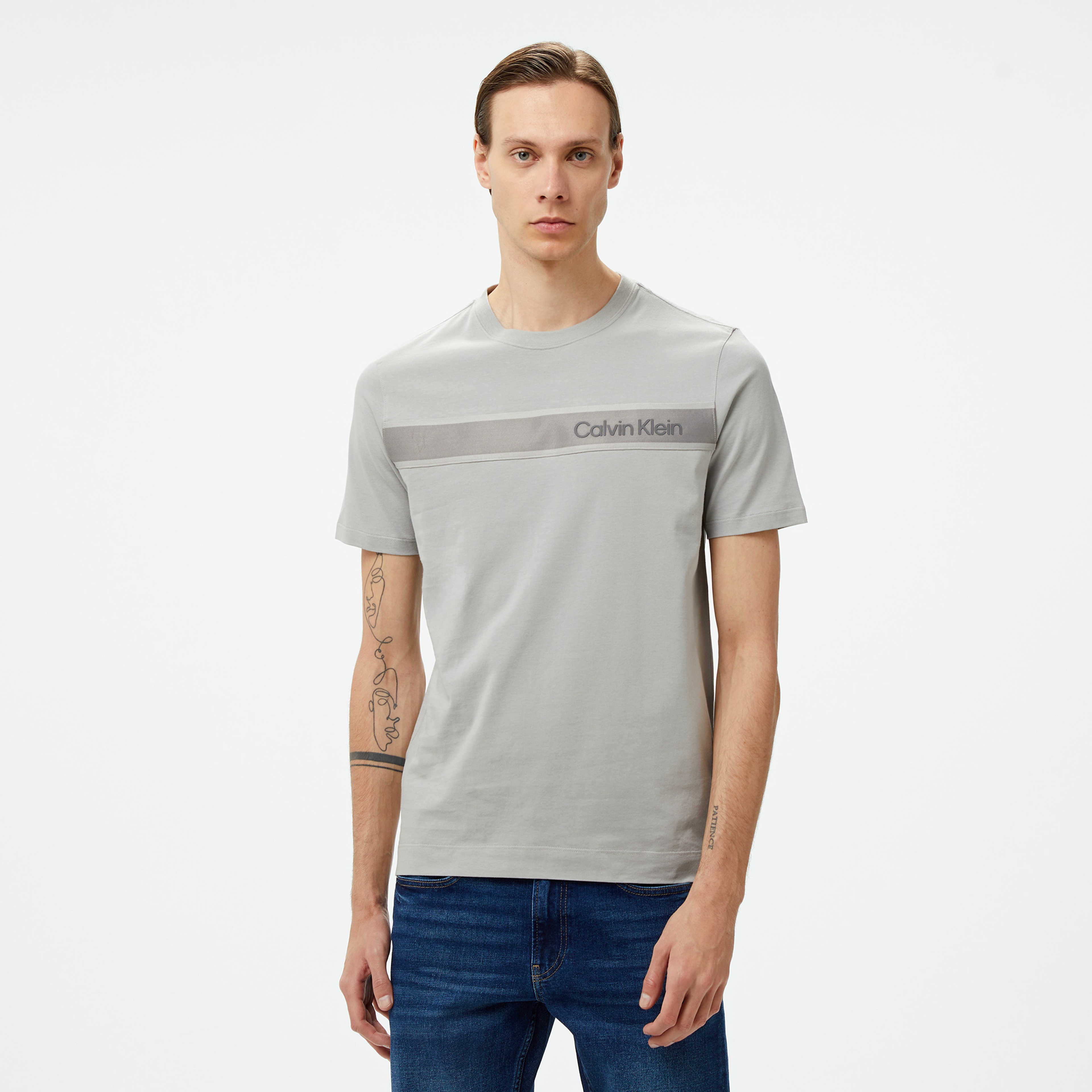 Calvin Klein Erkek Gri T-Shirt