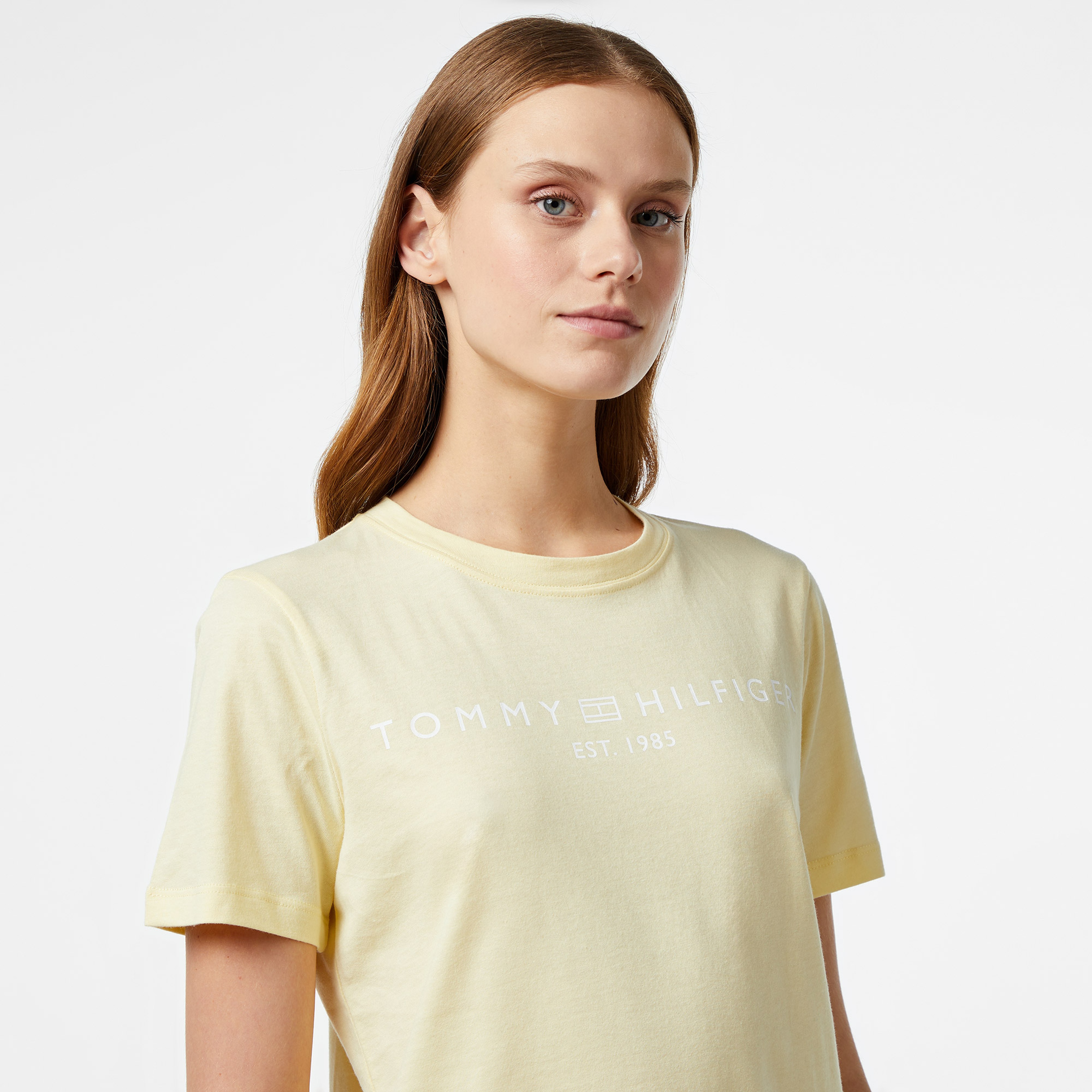 Tommy Hilfiger Corp Logo Kadın Sarı T-Shirt