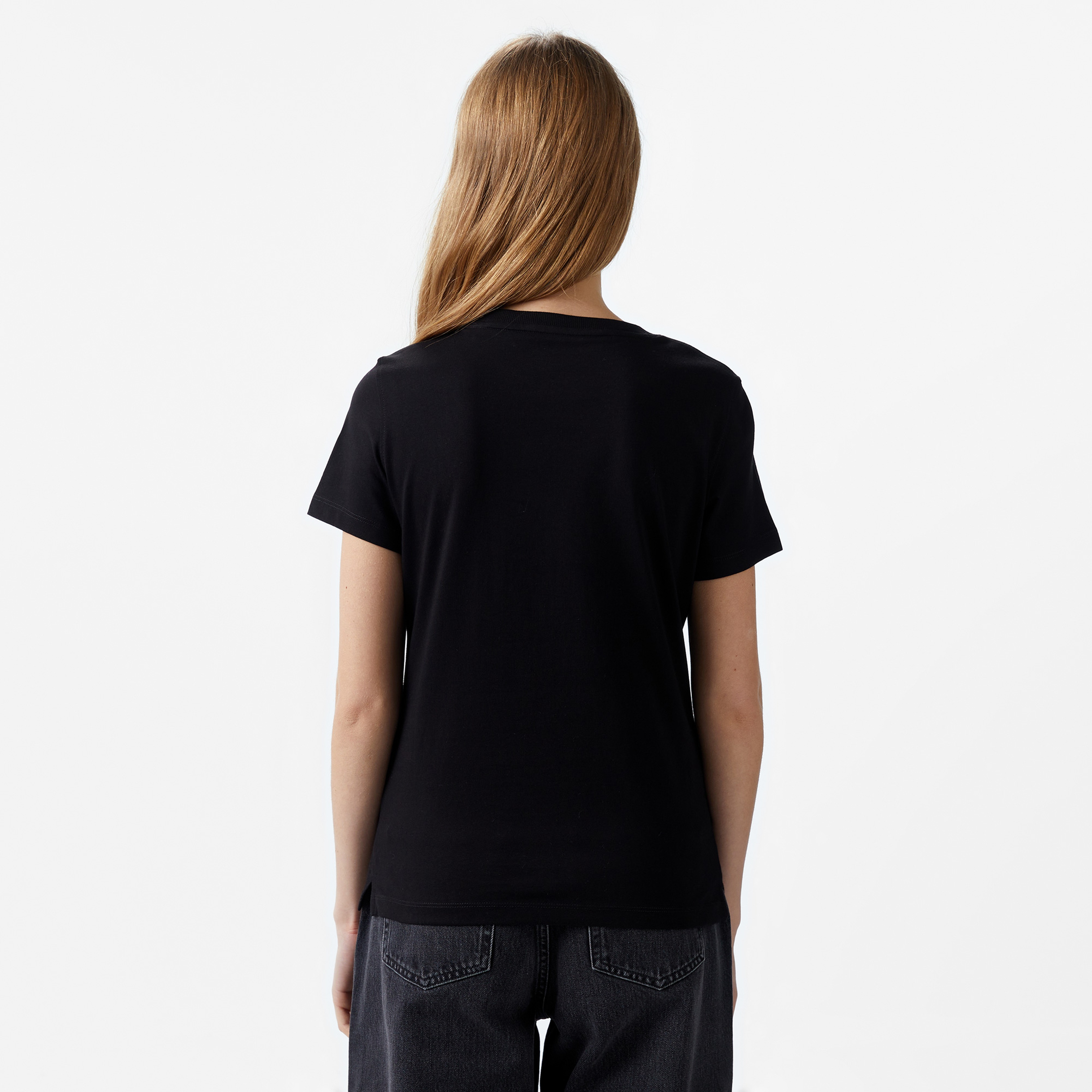 Guess Icon Mid Organic Stream Jersey 180 Kadın Siyah T-Shirt