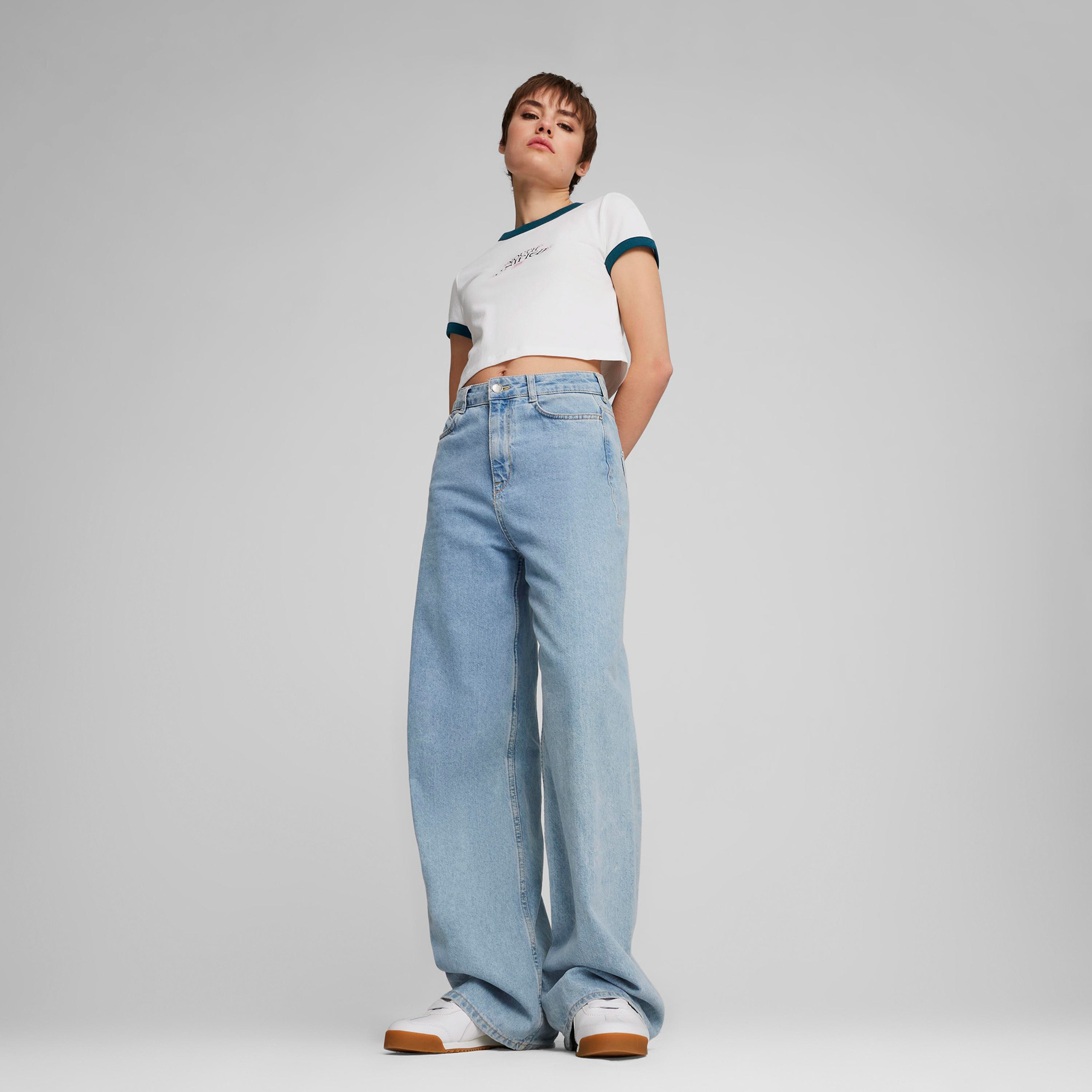 Puma Downtown Graphic Baby Kadın Beyaz T-Shirt