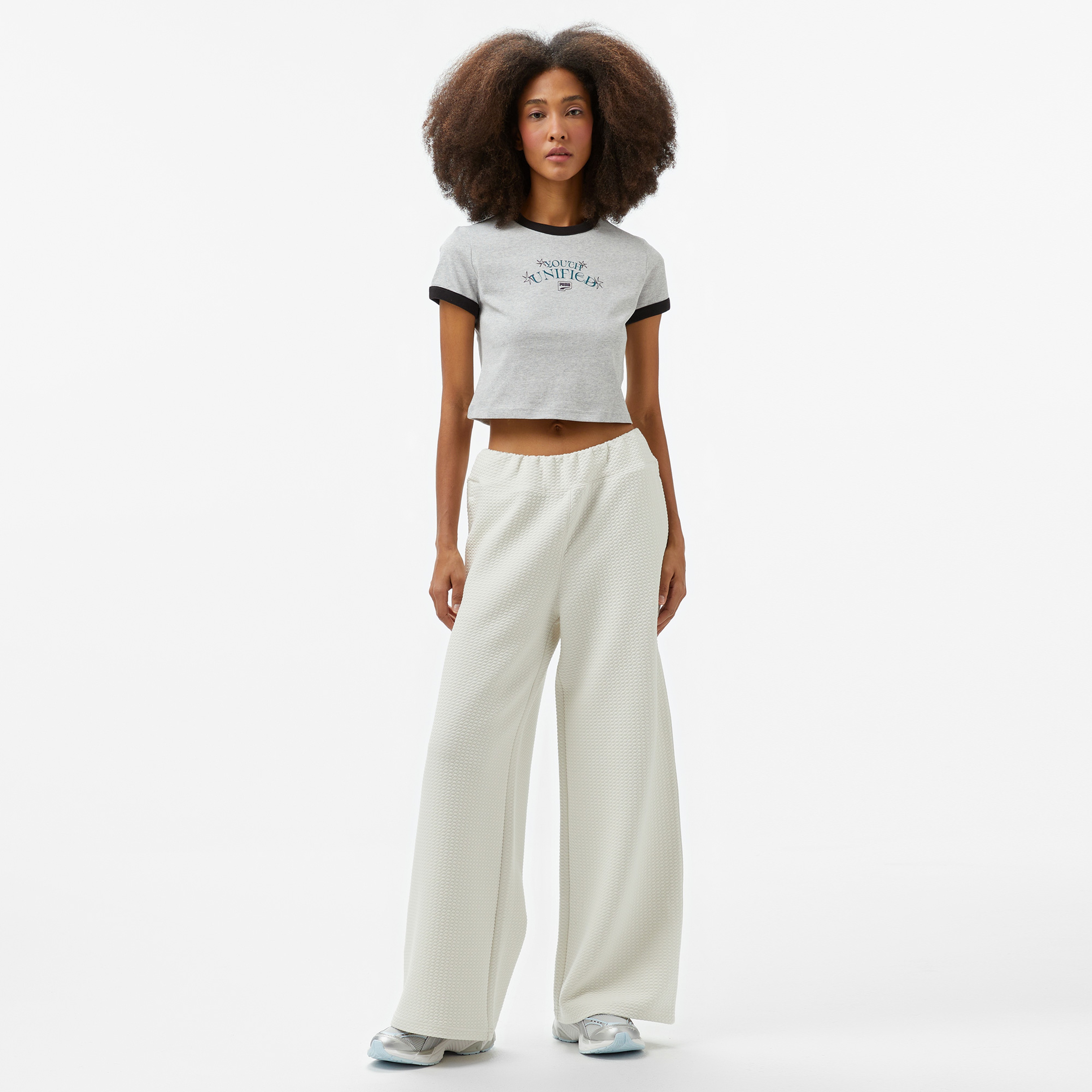 Puma Downtown Graphic Baby Kadın Gri T-Shirt