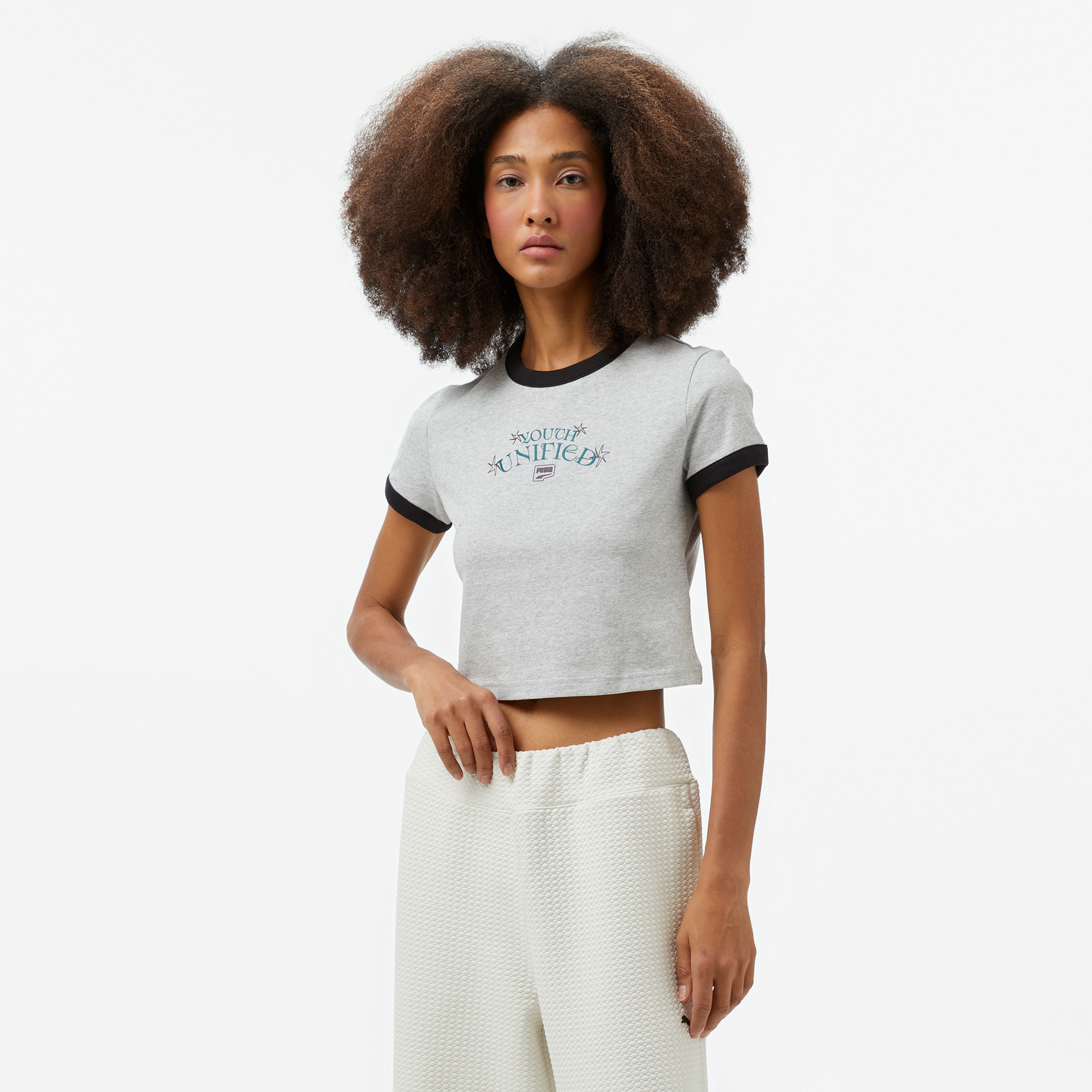 Puma Downtown Graphic Baby Kadın Gri T-Shirt