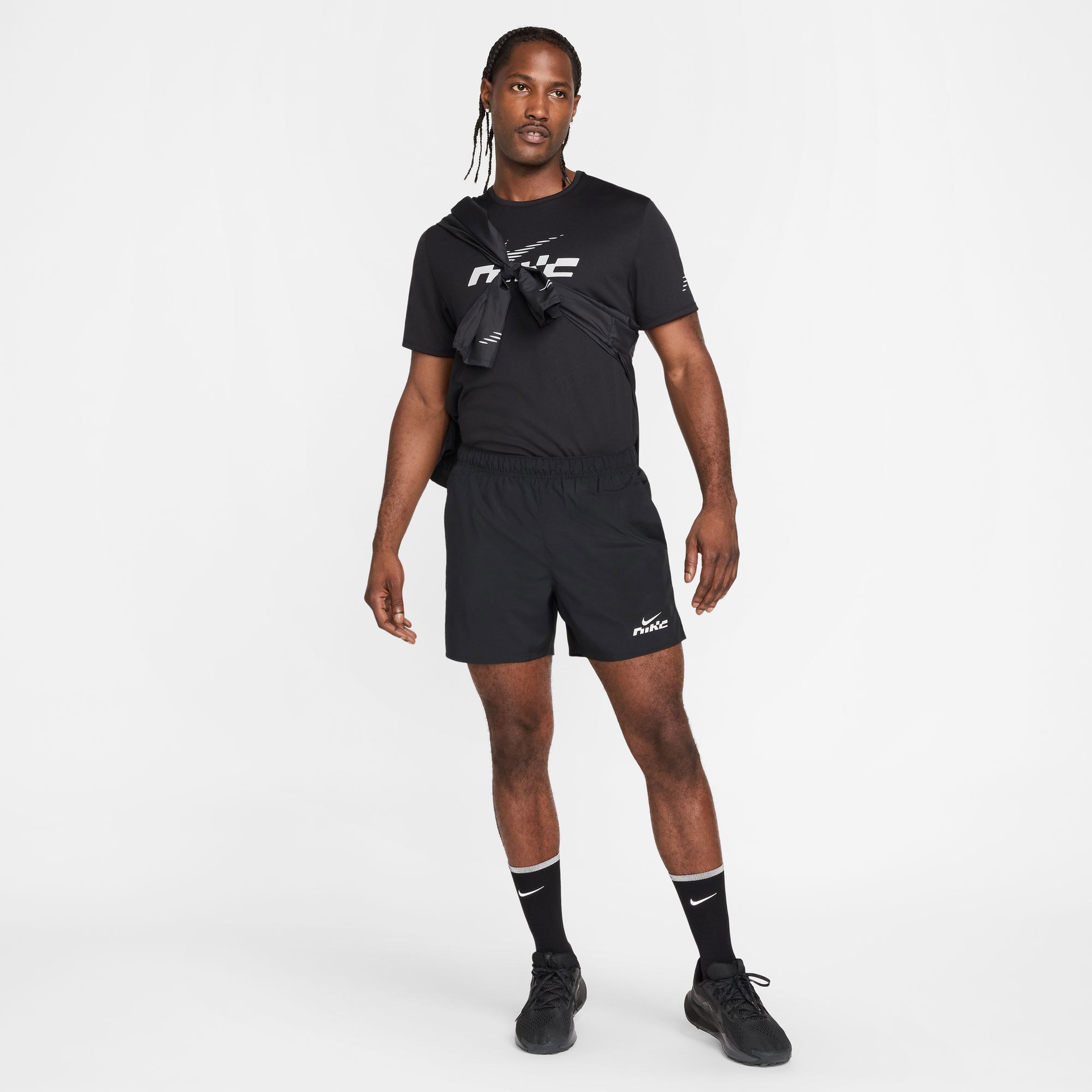 Nike Miler Flash Erkek Siyah Koşu T-Shirtü