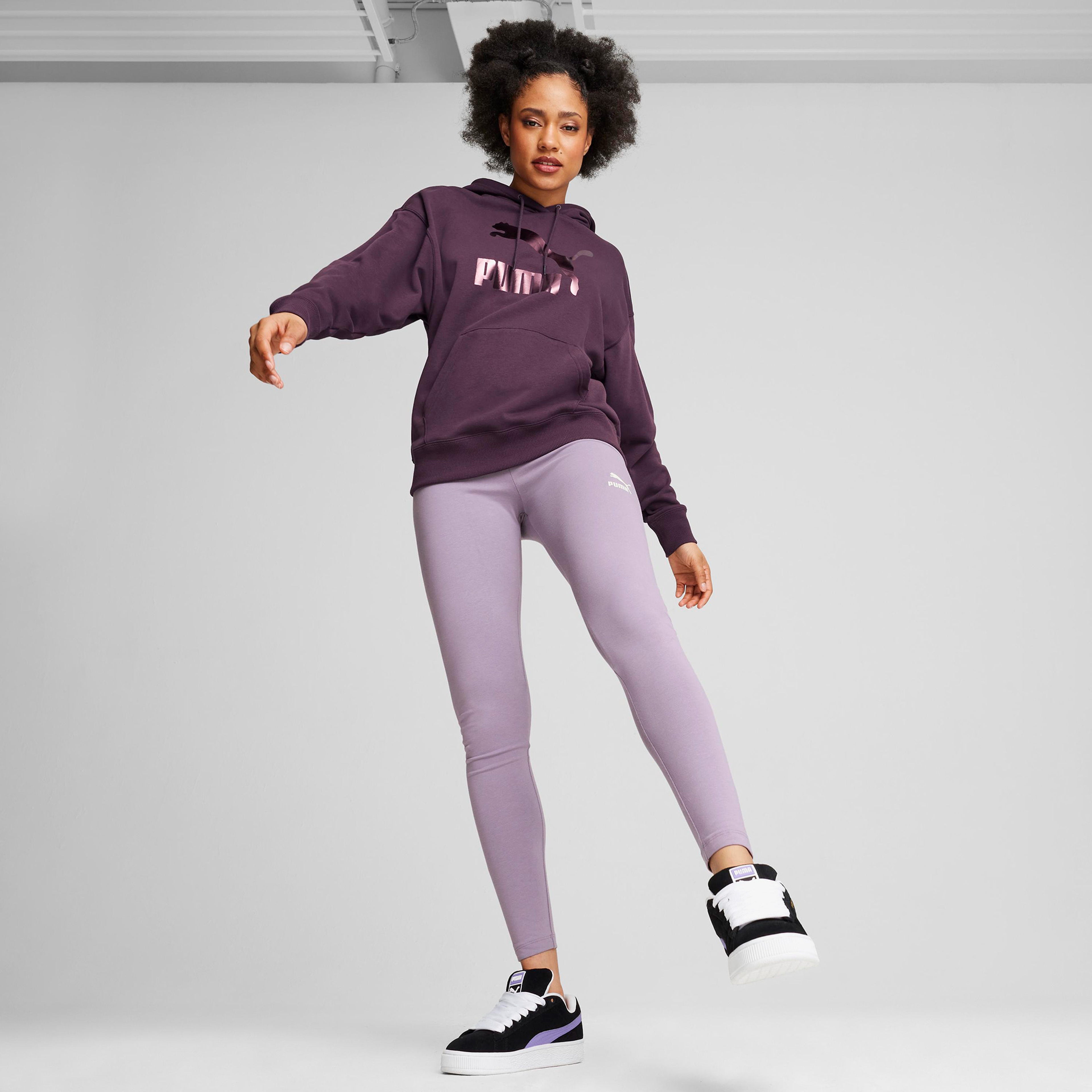 Puma Classics Shiny Logo Kadın Bordo Sweatshirt