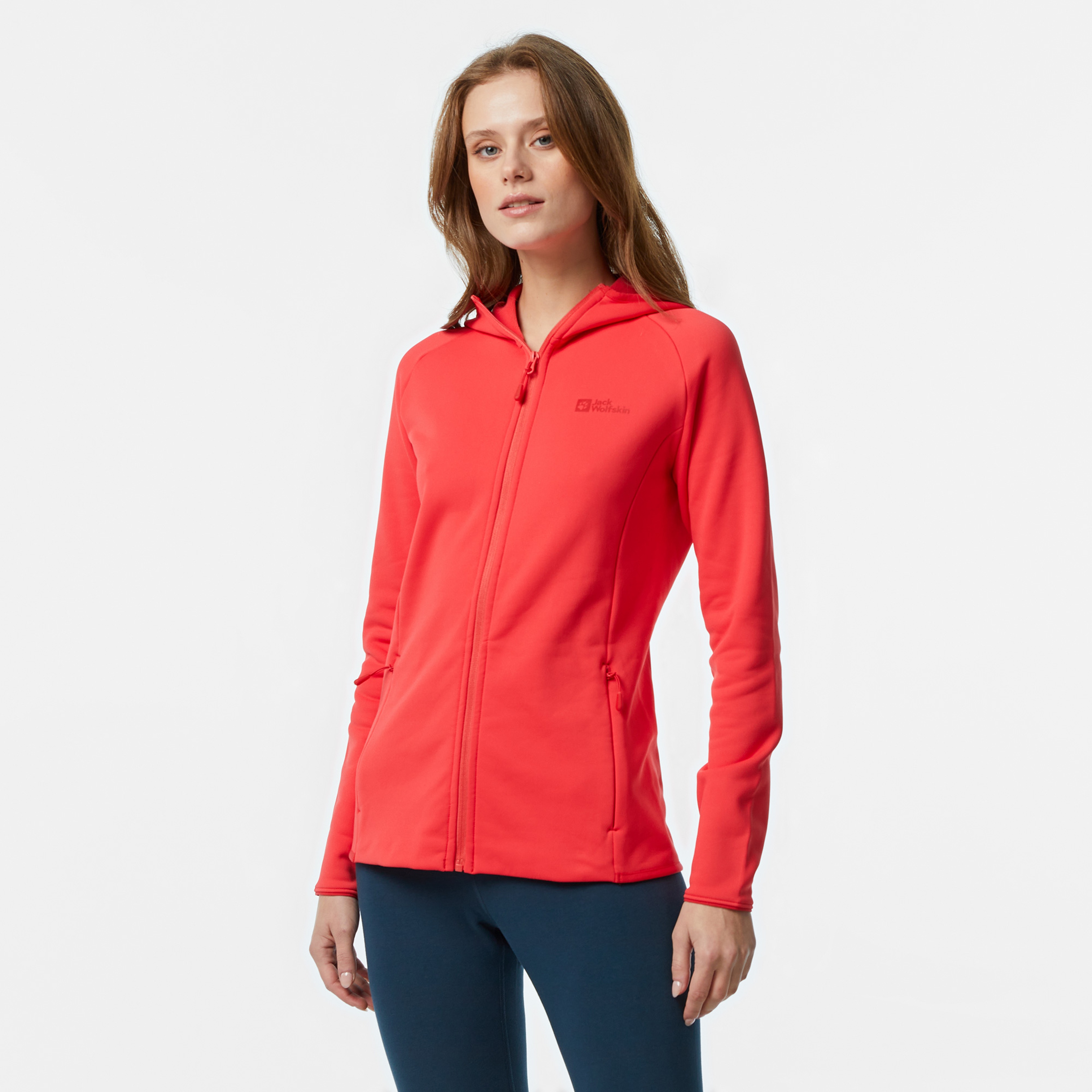 Jack Wolfskin Baiselberg Hooded Fz Kadın Kırmızı Polar Ceket