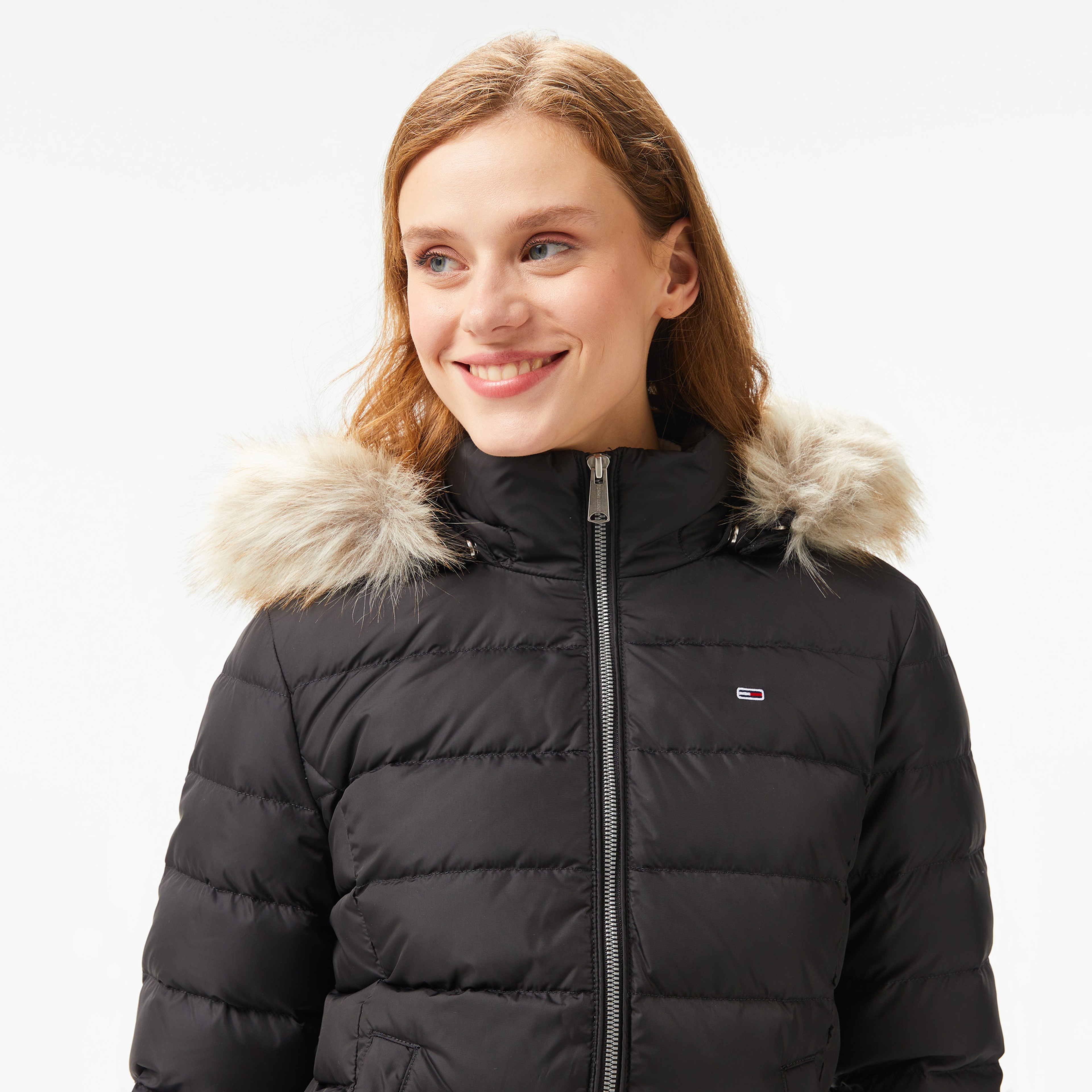 Tommy Hilfiger Jeans Basıc Hooded Down Kadın Siyah Ceket