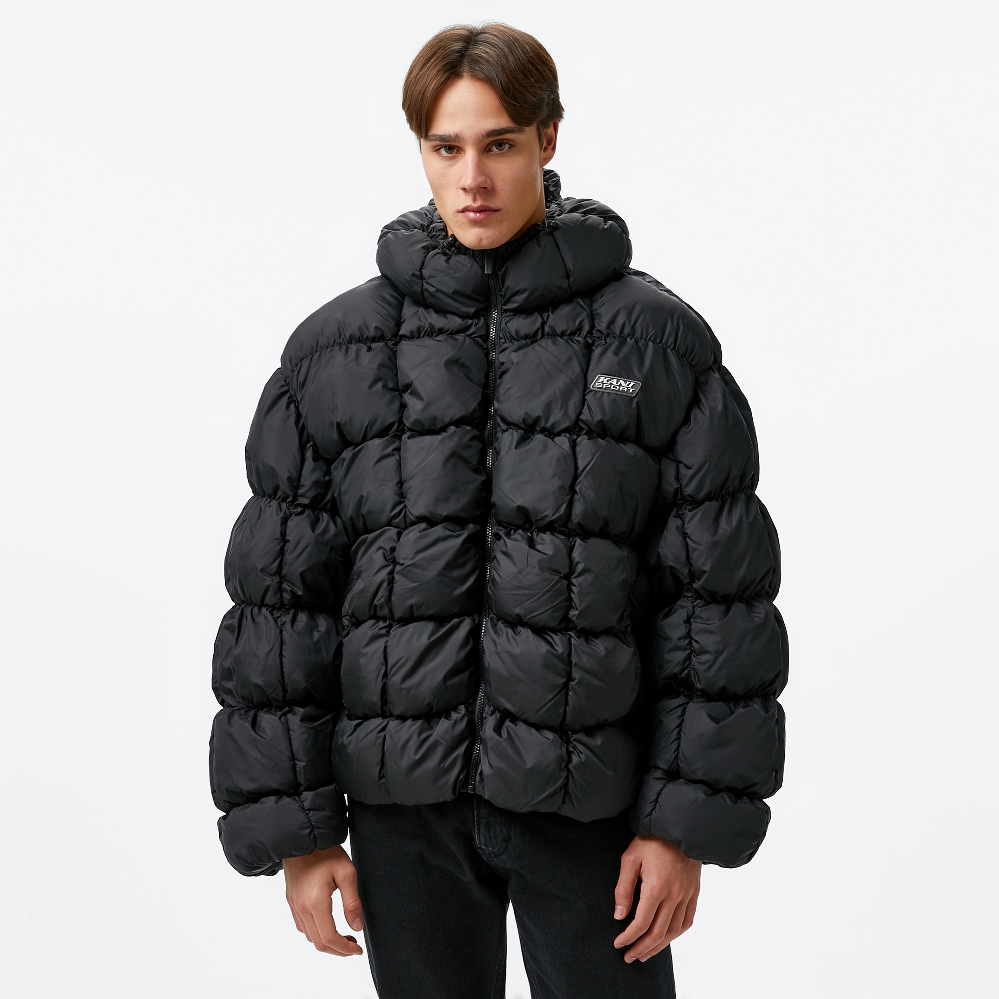 Karl Kani Sport Patch Square Quilted Puffer Erkek Siyah Mont