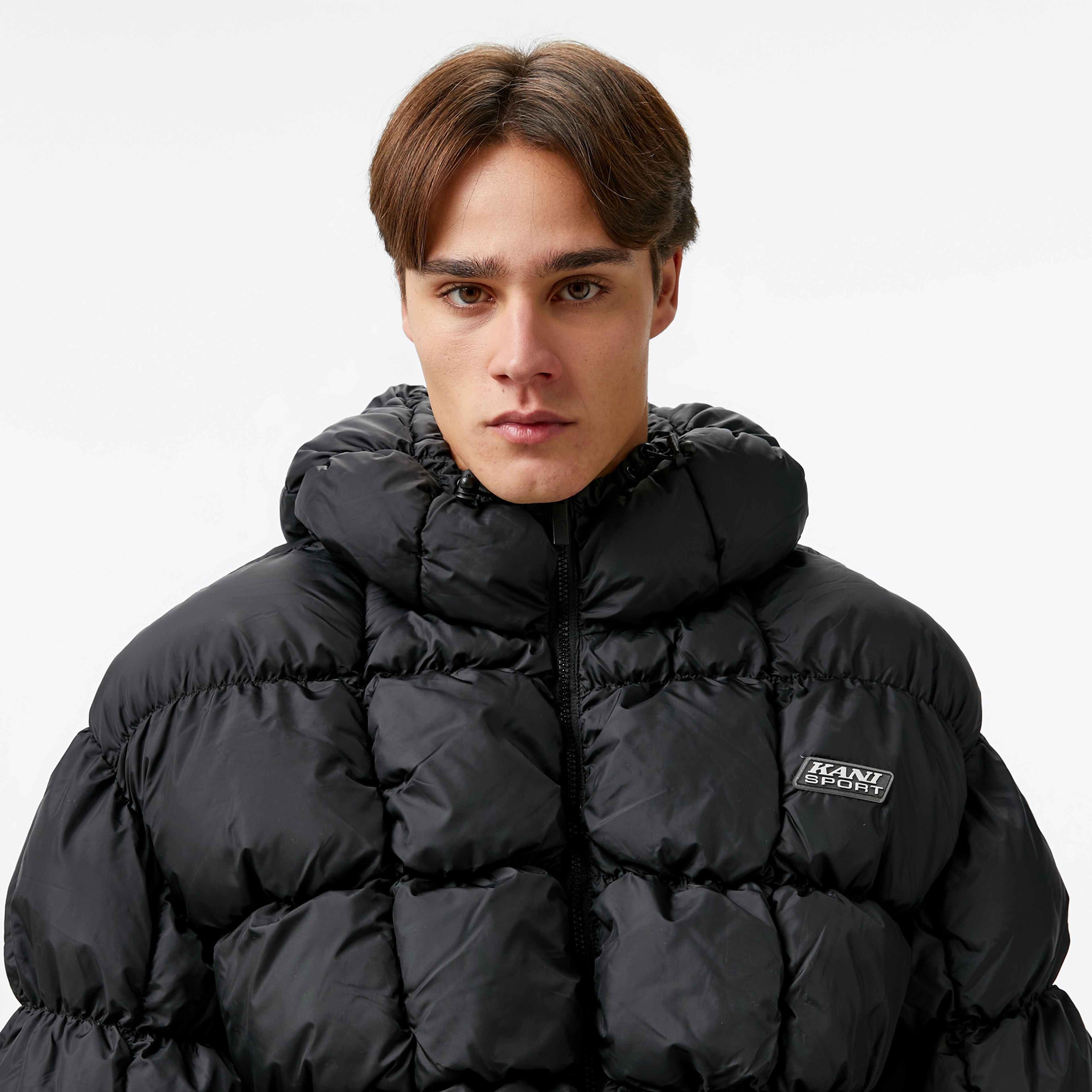 Karl Kani Sport Patch Square Quilted Puffer Erkek Siyah Mont
