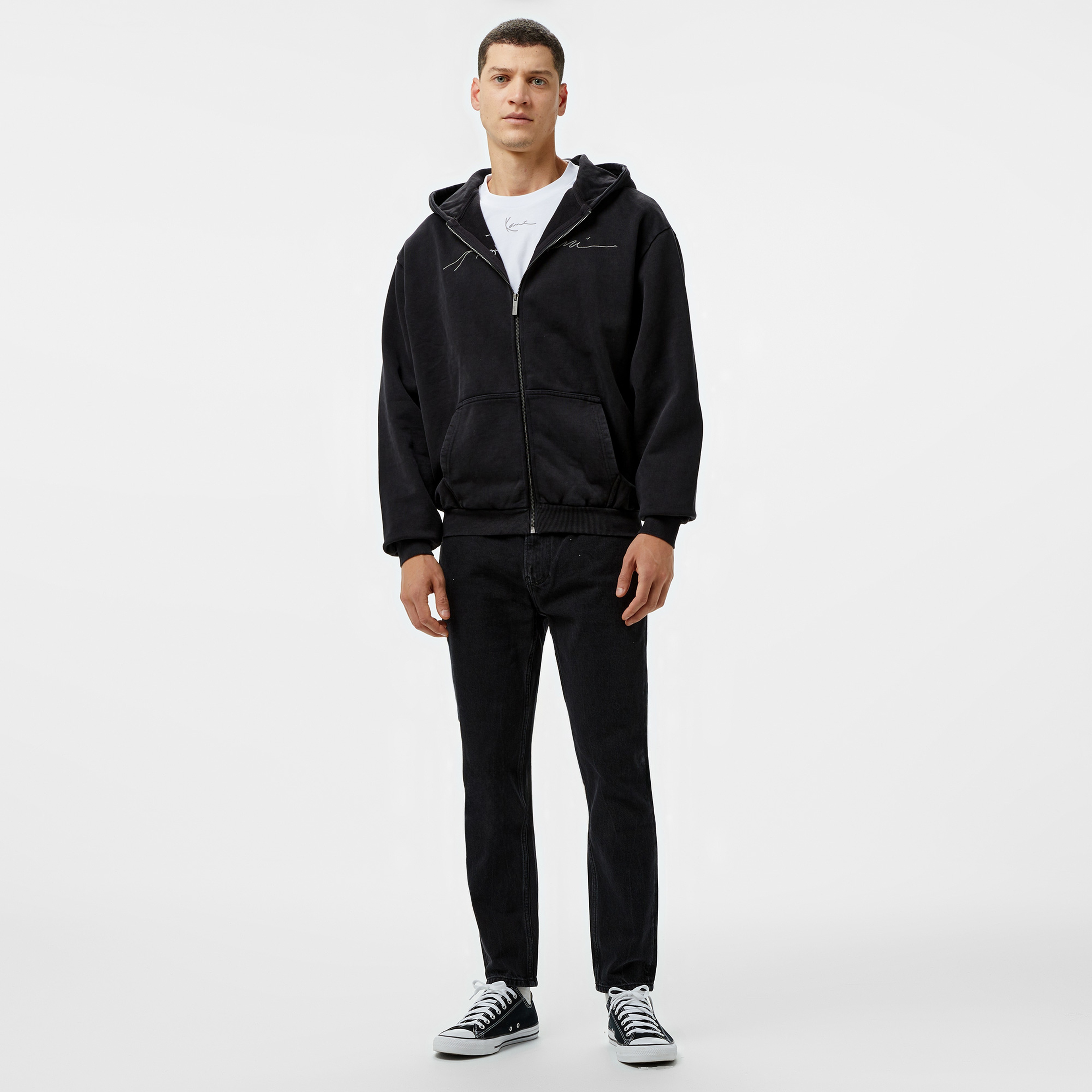 Karl Kani Autograph Heavy Os Zip Erkek Siyah Sweatshirt