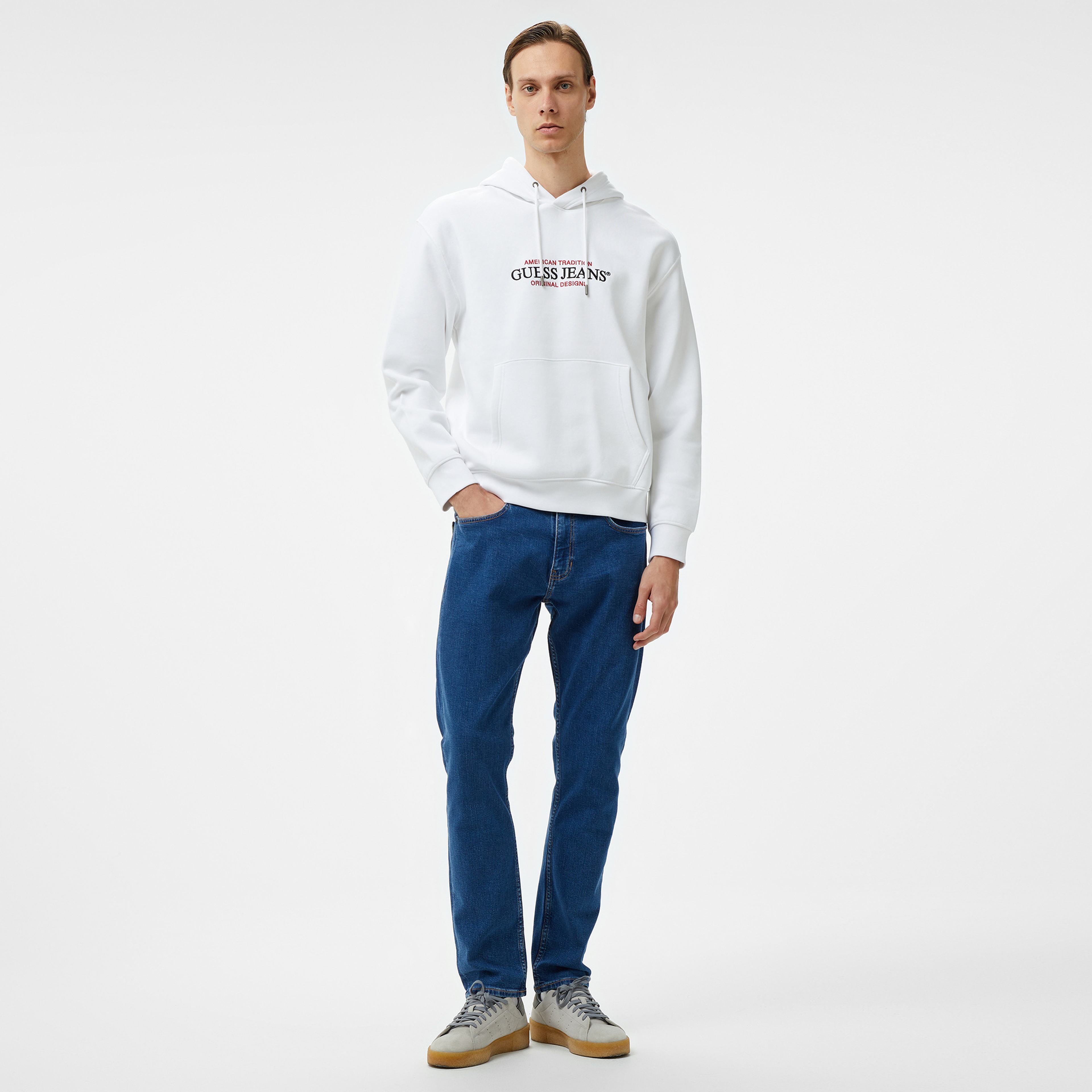Guess Organic 365 Erkek Beyaz Sweatshirt