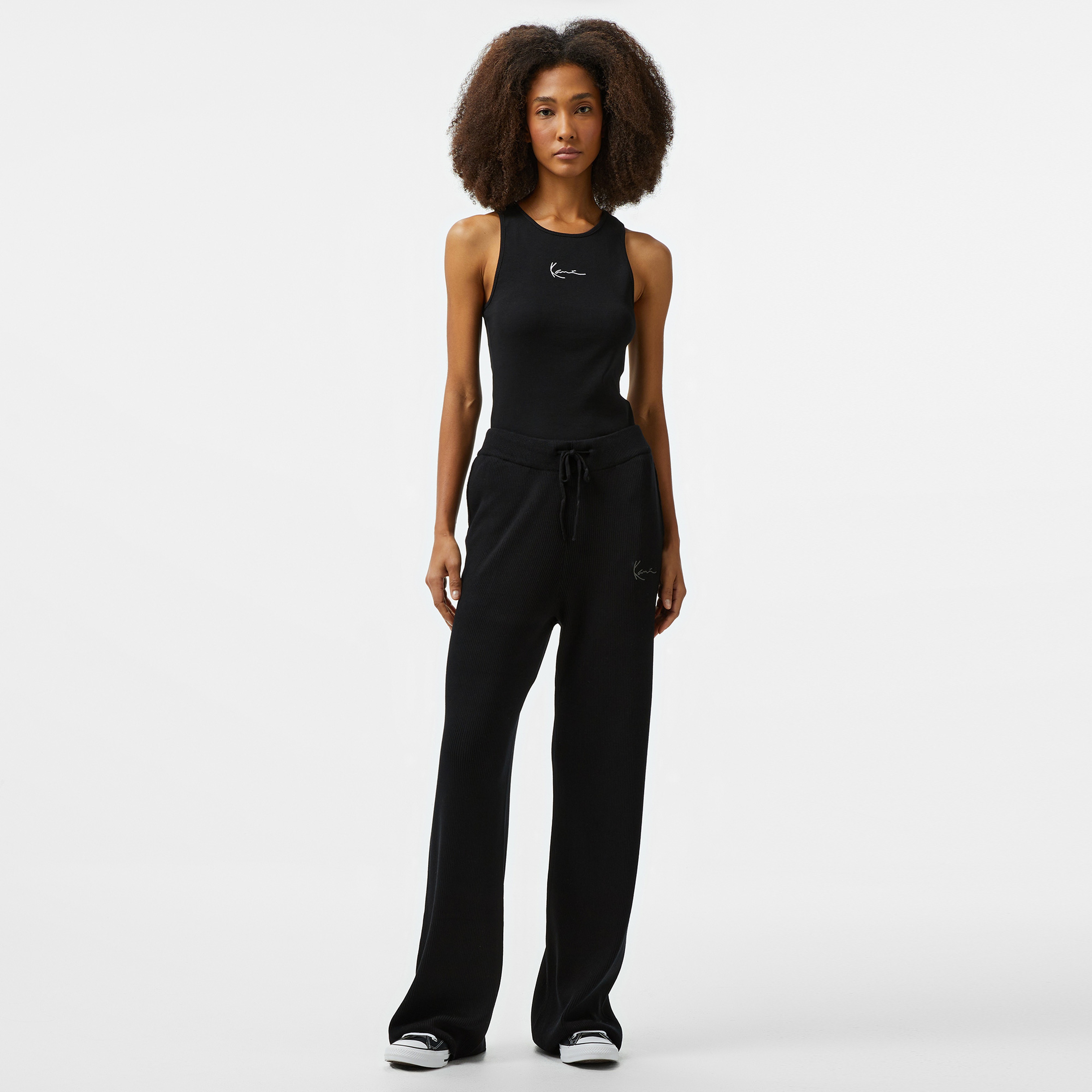 Karl Kani Small Signature Knit Wide Leg Kadın Siyah Eşofman Altı