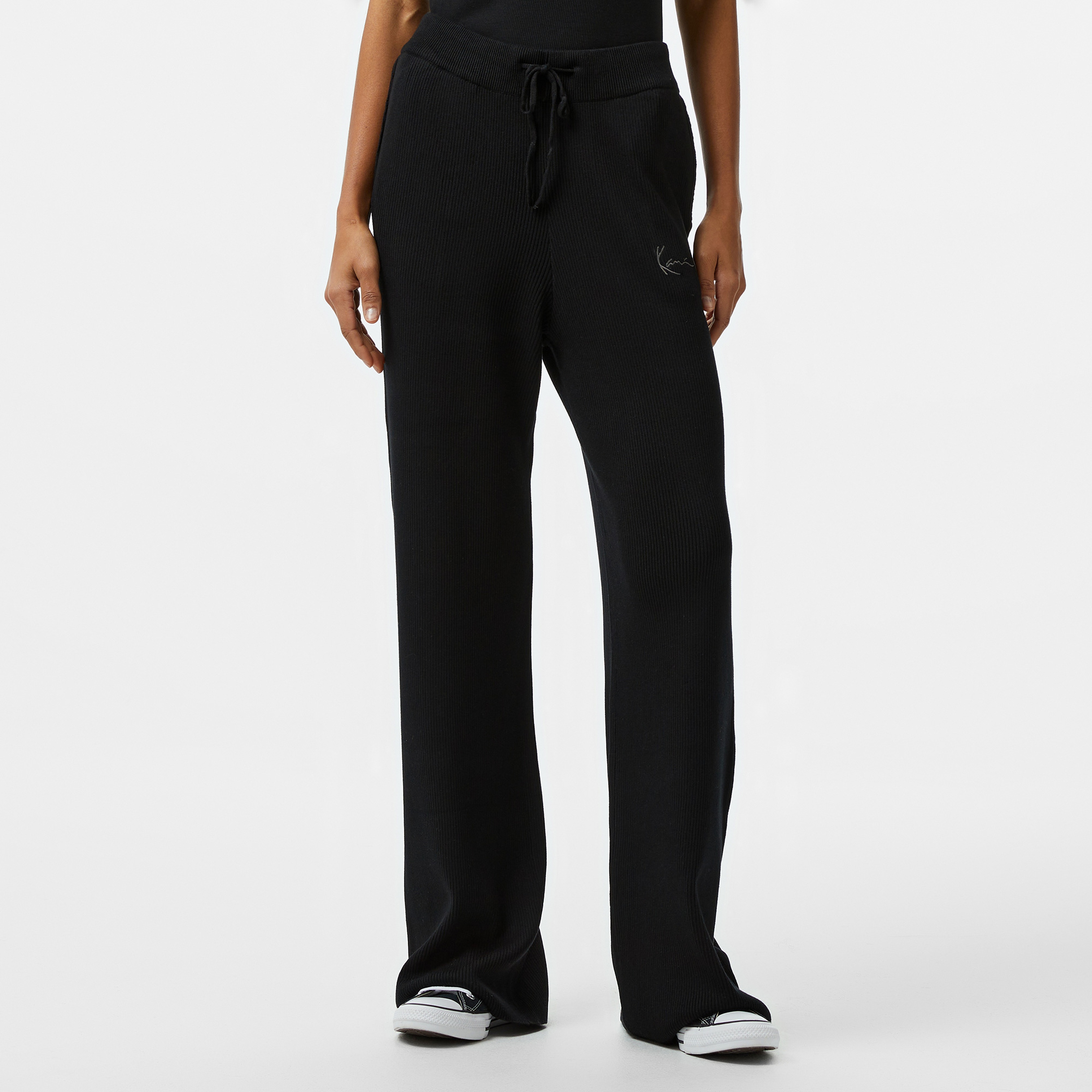 Karl Kani Small Signature Knit Wide Leg Kadın Siyah Eşofman Altı