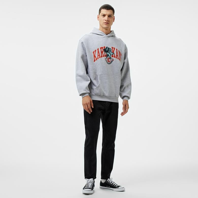 Karl Kani Og Eagle Print Os Erkek Gri Sweatshirt