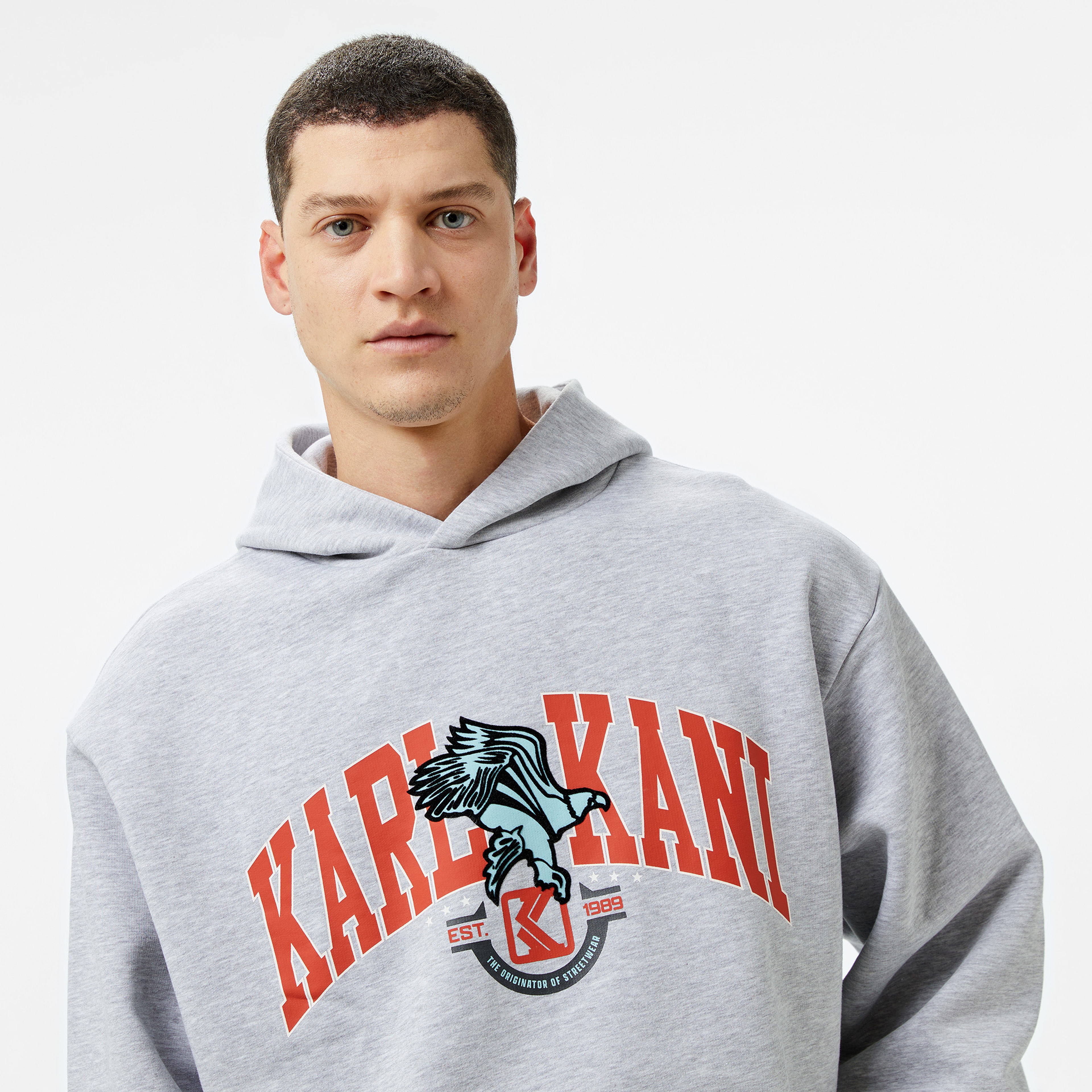 Karl Kani Og Eagle Print Os Erkek Gri Sweatshirt