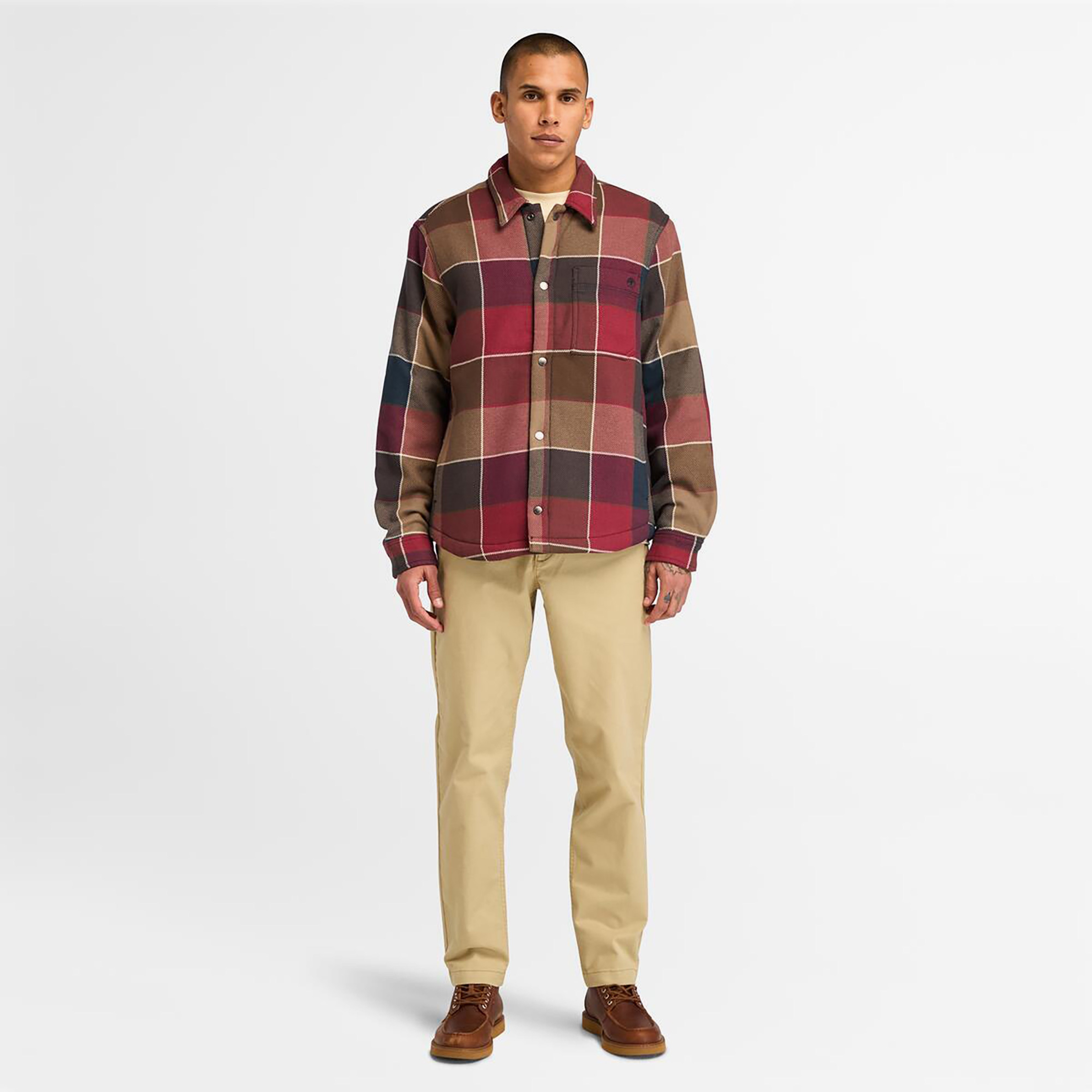 Timberland Sherpa Lined Plaid Erkek Bordo Ceket