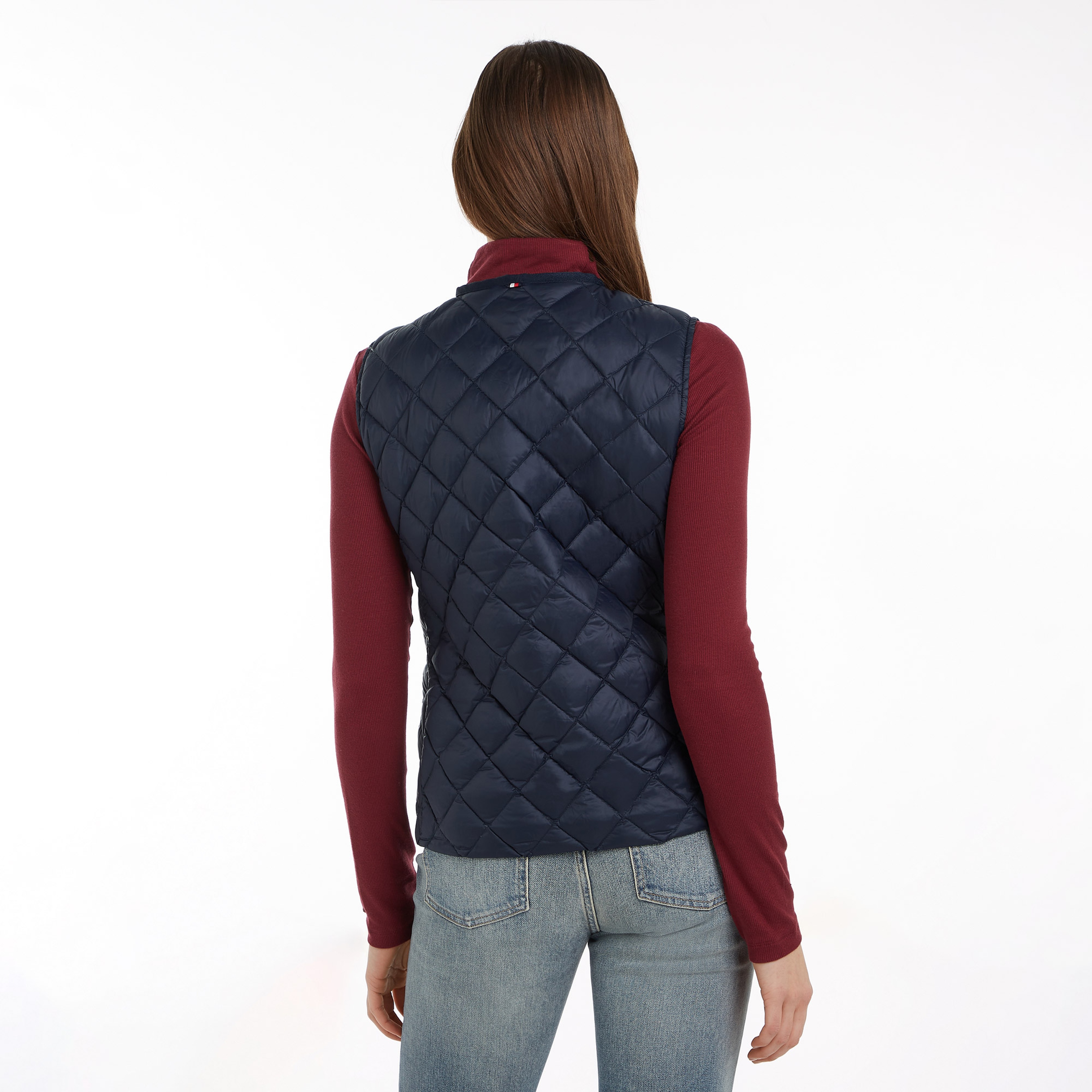 Tommy Hilfiger Ul Down Quilt Collarless Kadın Mavi Yelek