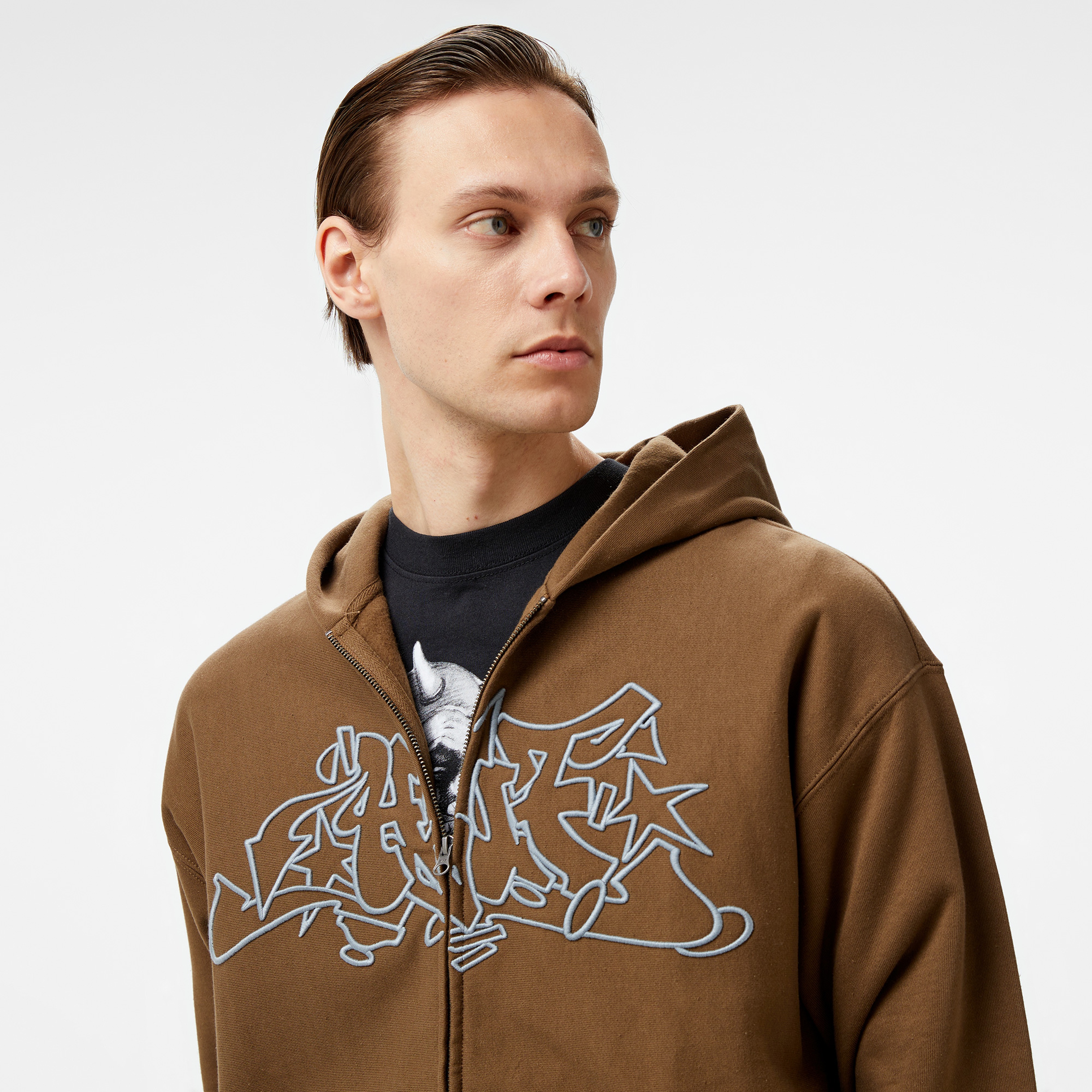 HUF Outlines Heavy Weight F/Z Fleece Erkek Kahverengi Sweatshirt