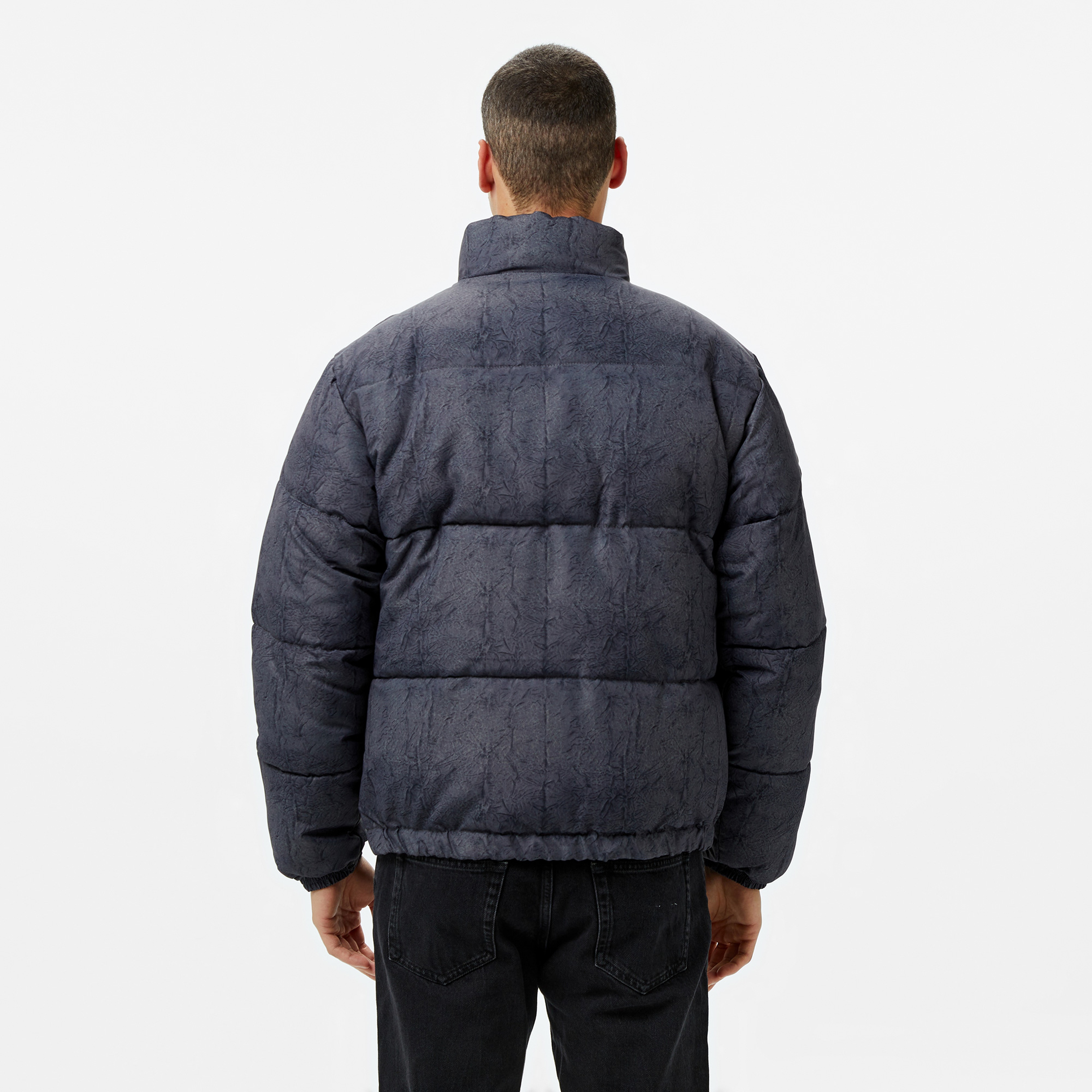 Karl Kani Retro Crackle Print Puffer Erkek Gri Ceket