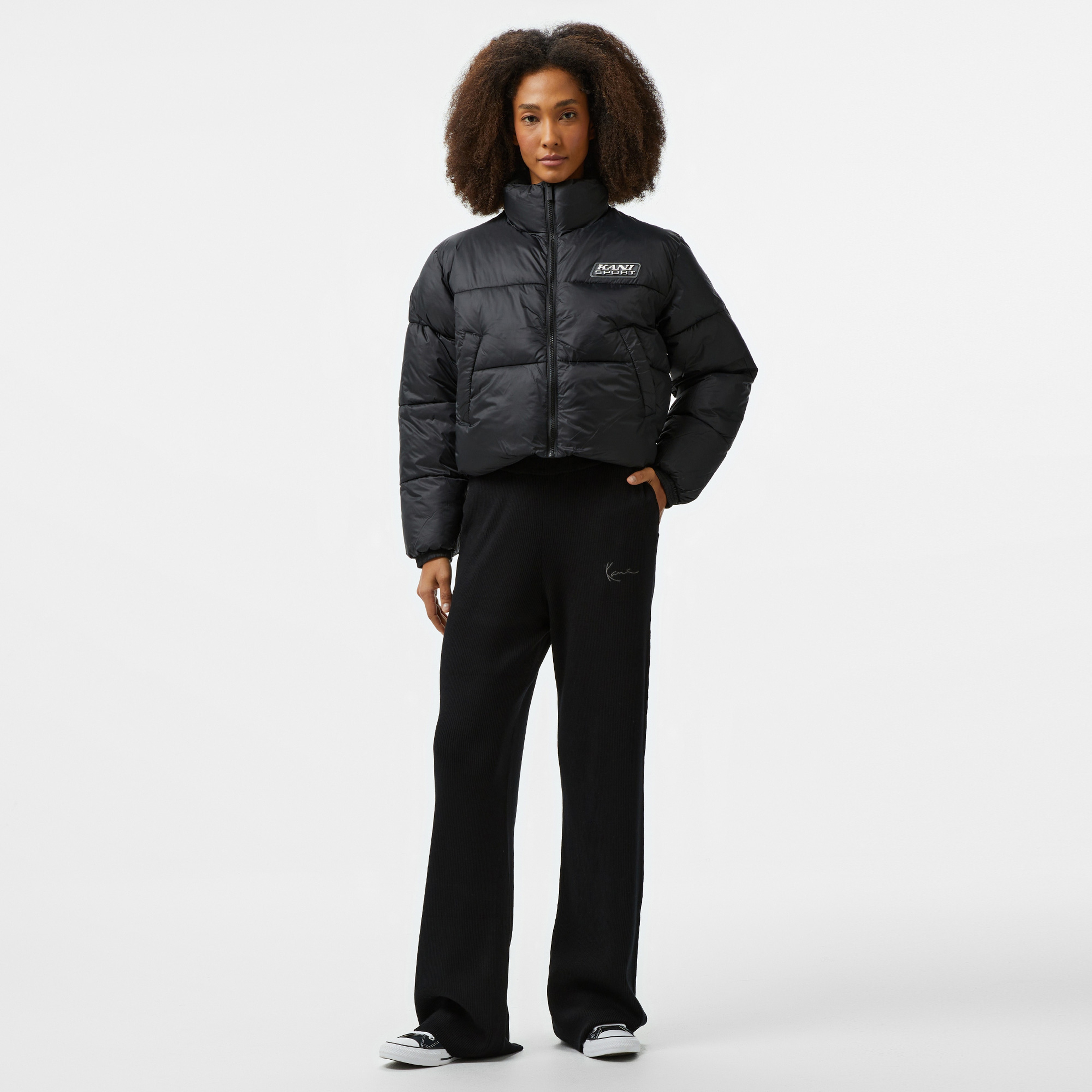 Karl Kani Sport Patch Crop Puffer Kadın Siyah Ceket